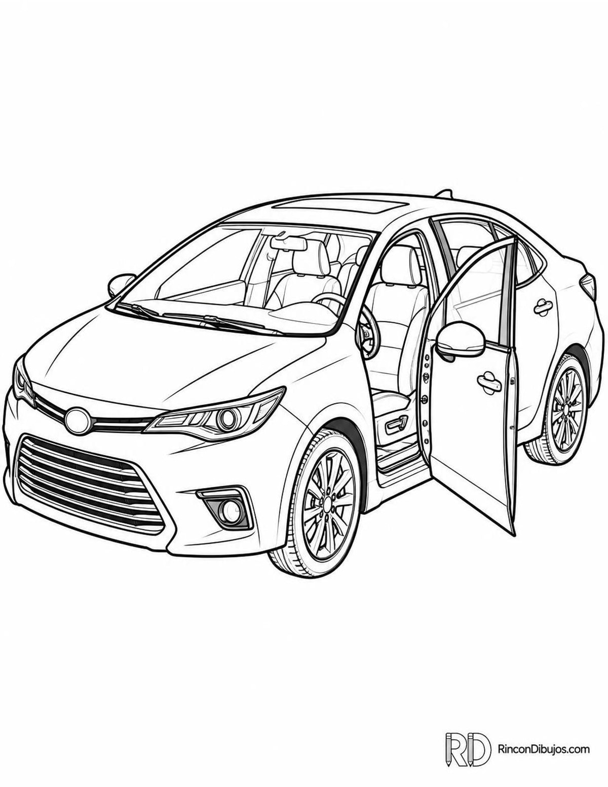 Dibujo de coche con puerta abierta para colorear Dibujo de coche con puerta abierta para colorear