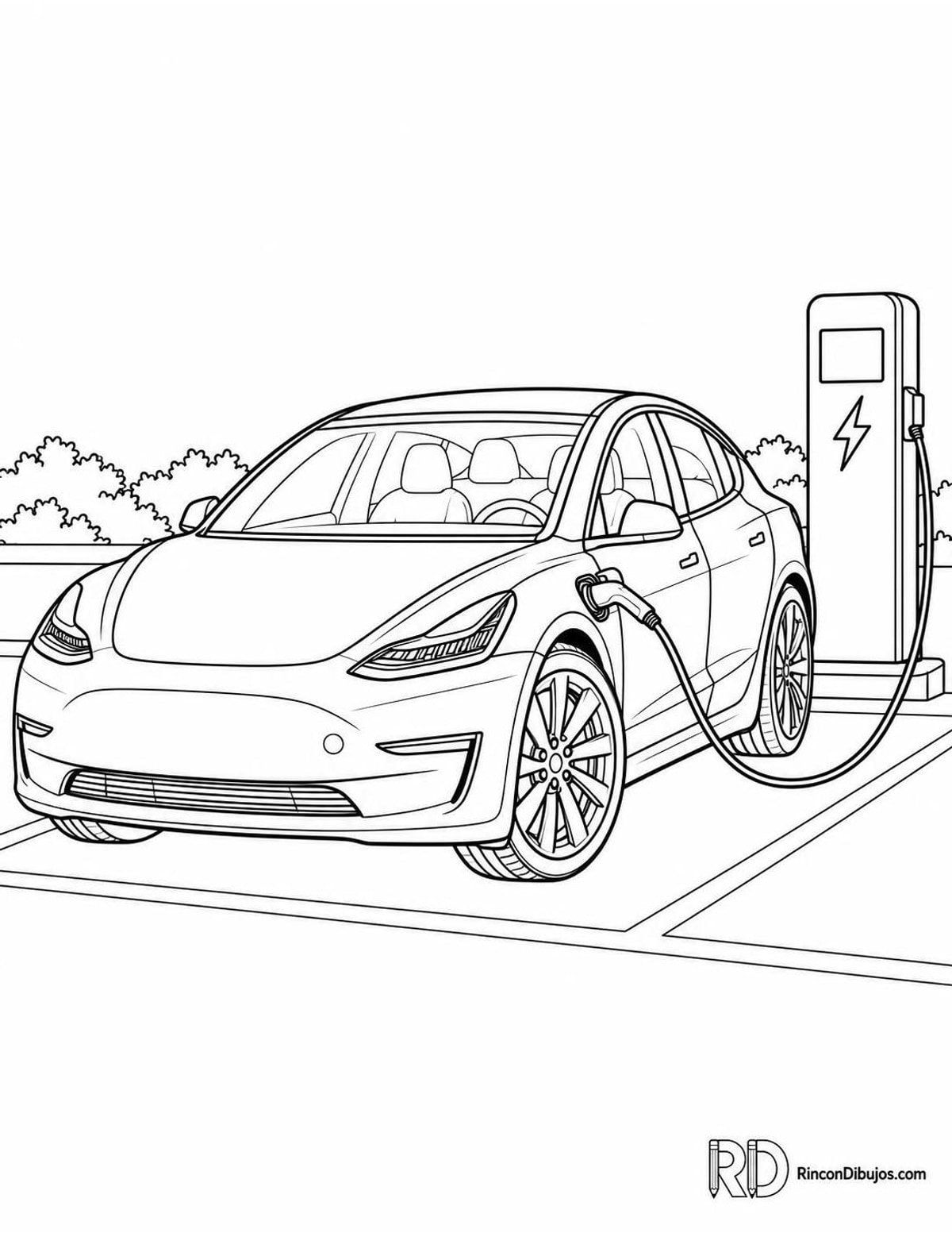 Dibujo de coche eléctrico para colorear Dibujo de coche eléctrico para colorear