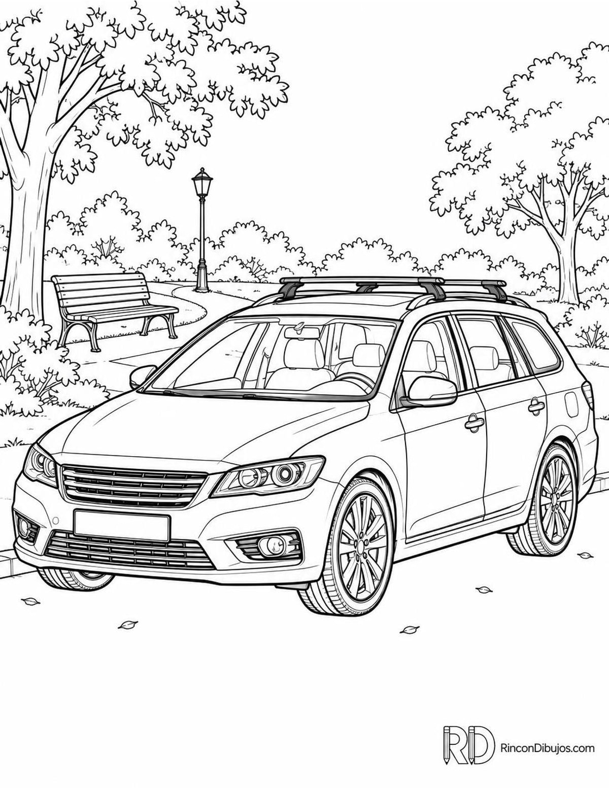 Dibujo de coche familiar para colorear Dibujo de coche familiar para colorear