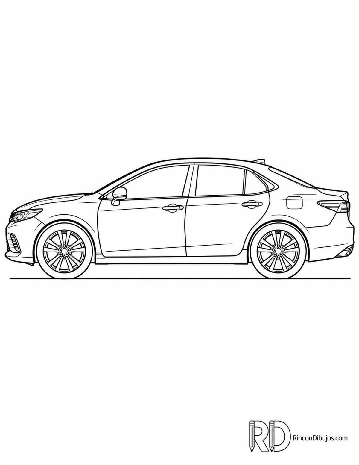 Dibujo de coche sedán para colorear Dibujo de coche sedán para colorear