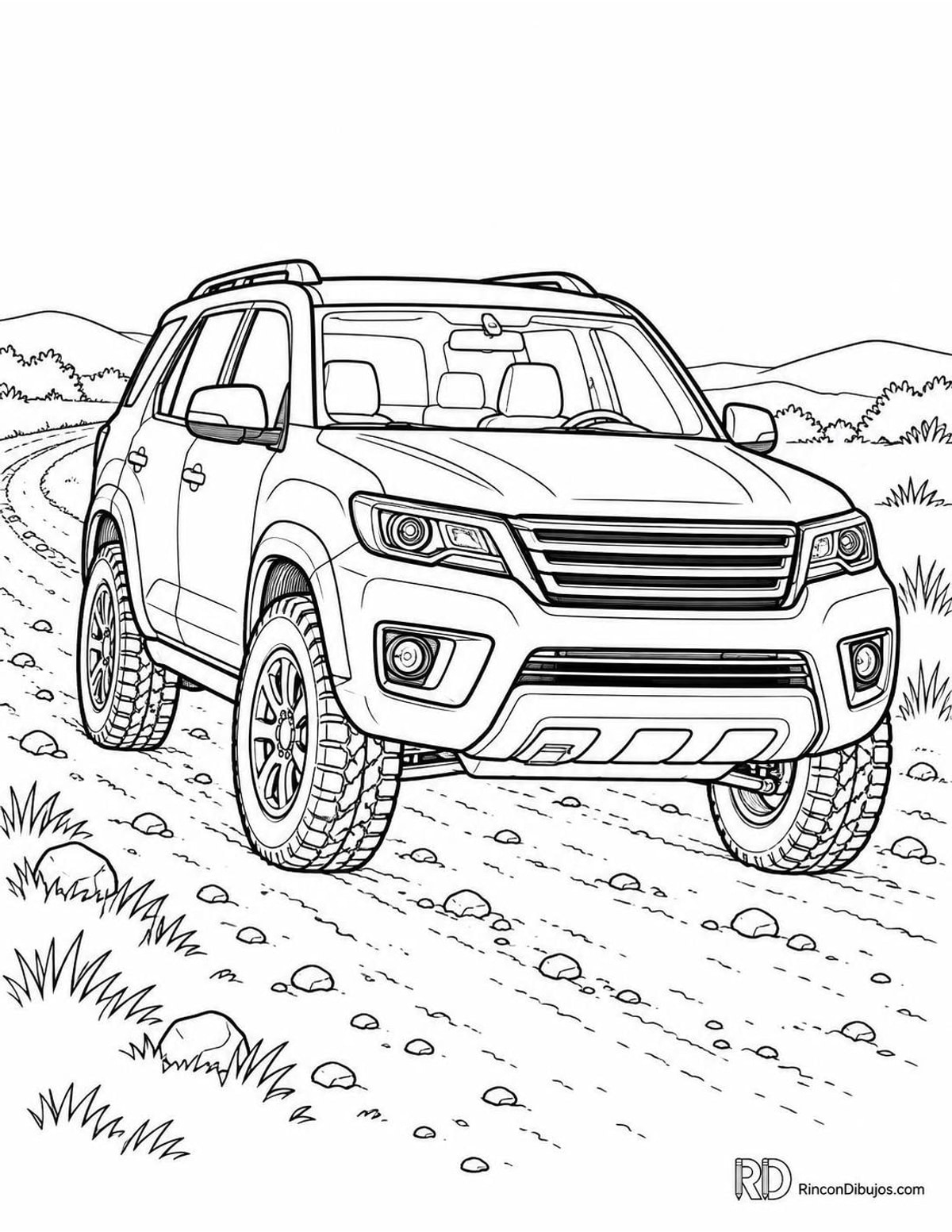 Dibujo de coche todoterreno para colorear Dibujo de coche todoterreno para colorear