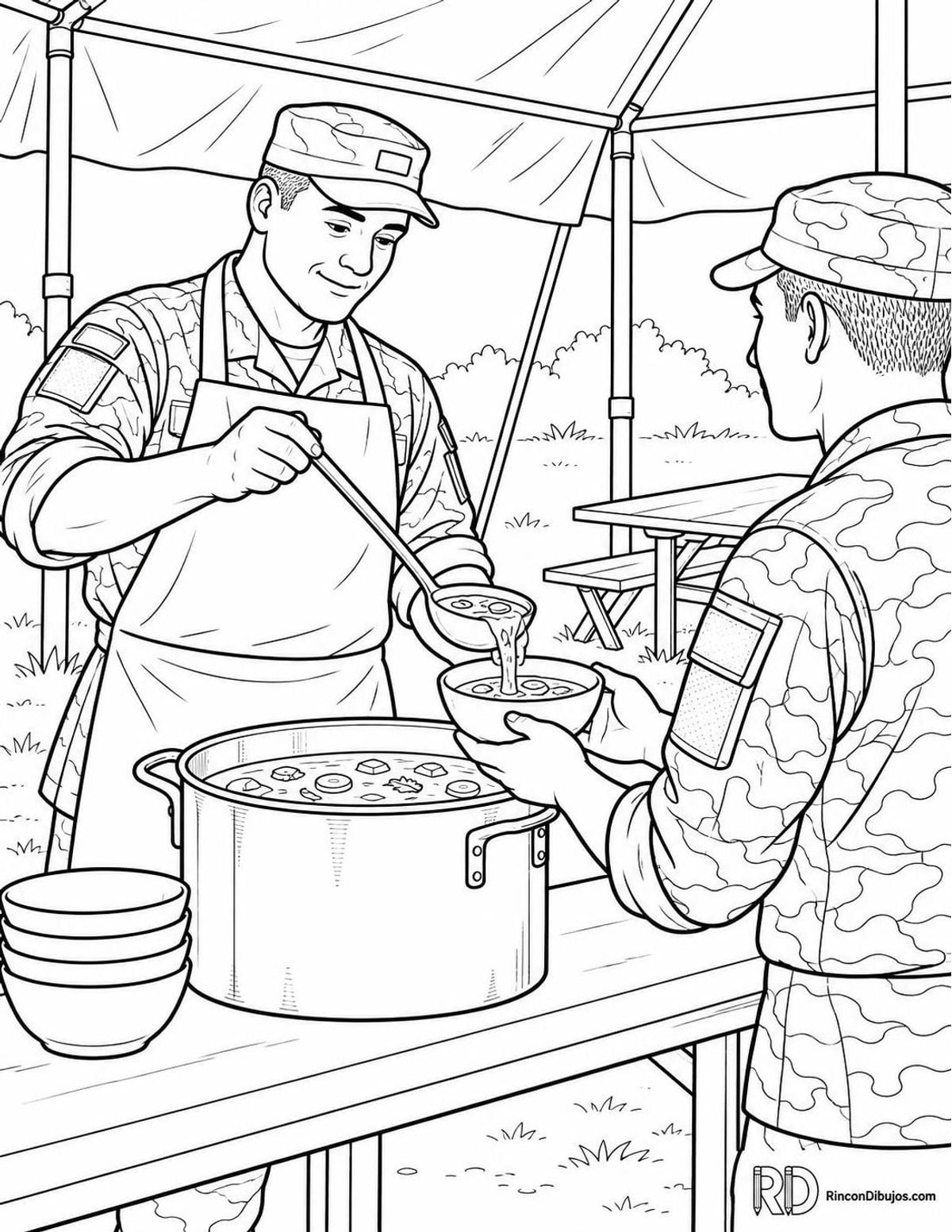 Dibujo de cocinero militar para colorear Dibujo de cocinero militar para colorear