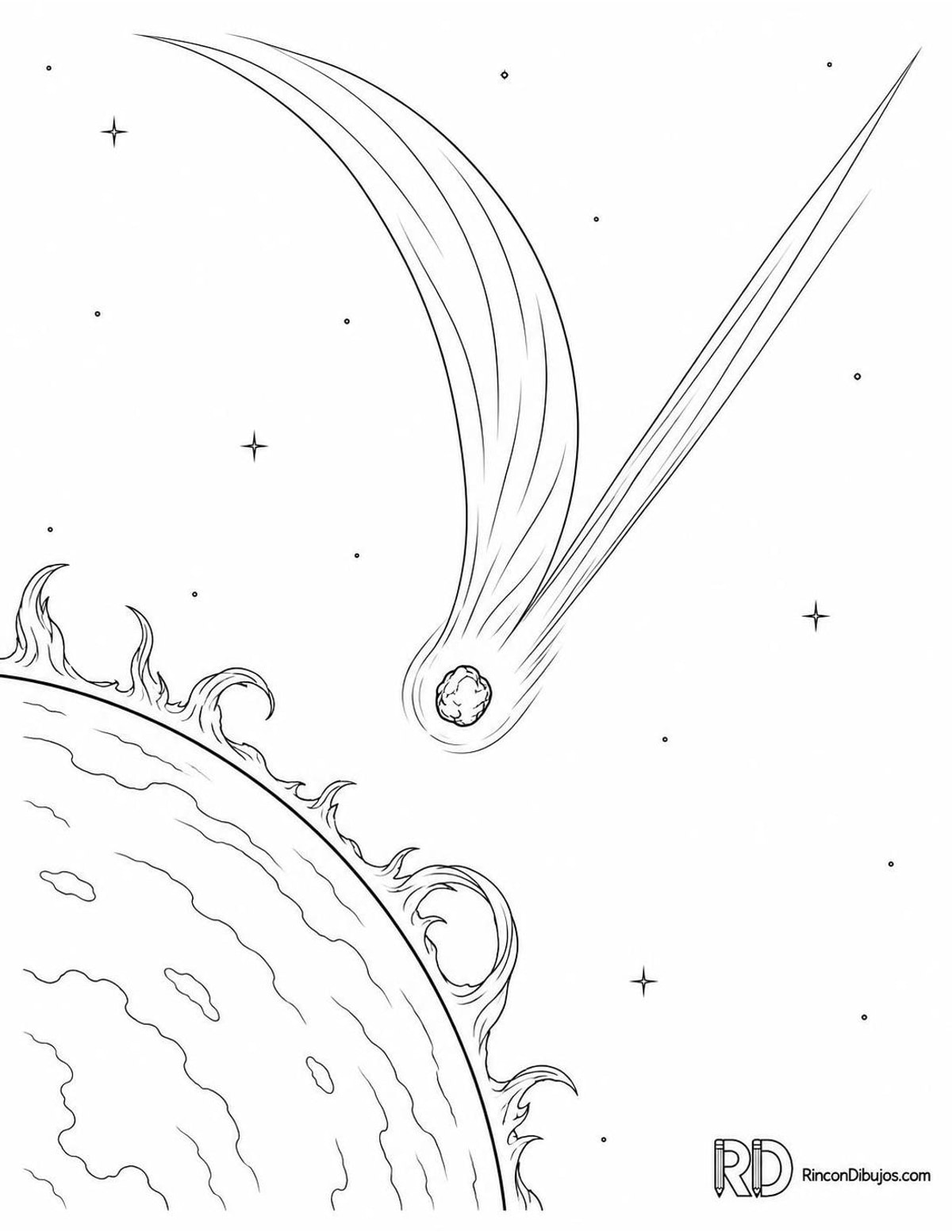 Dibujo de cometa del Sistema Solar para colorear