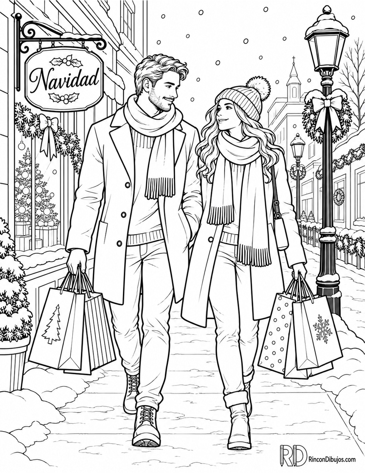 Dibujo de compras Navidad para colorear