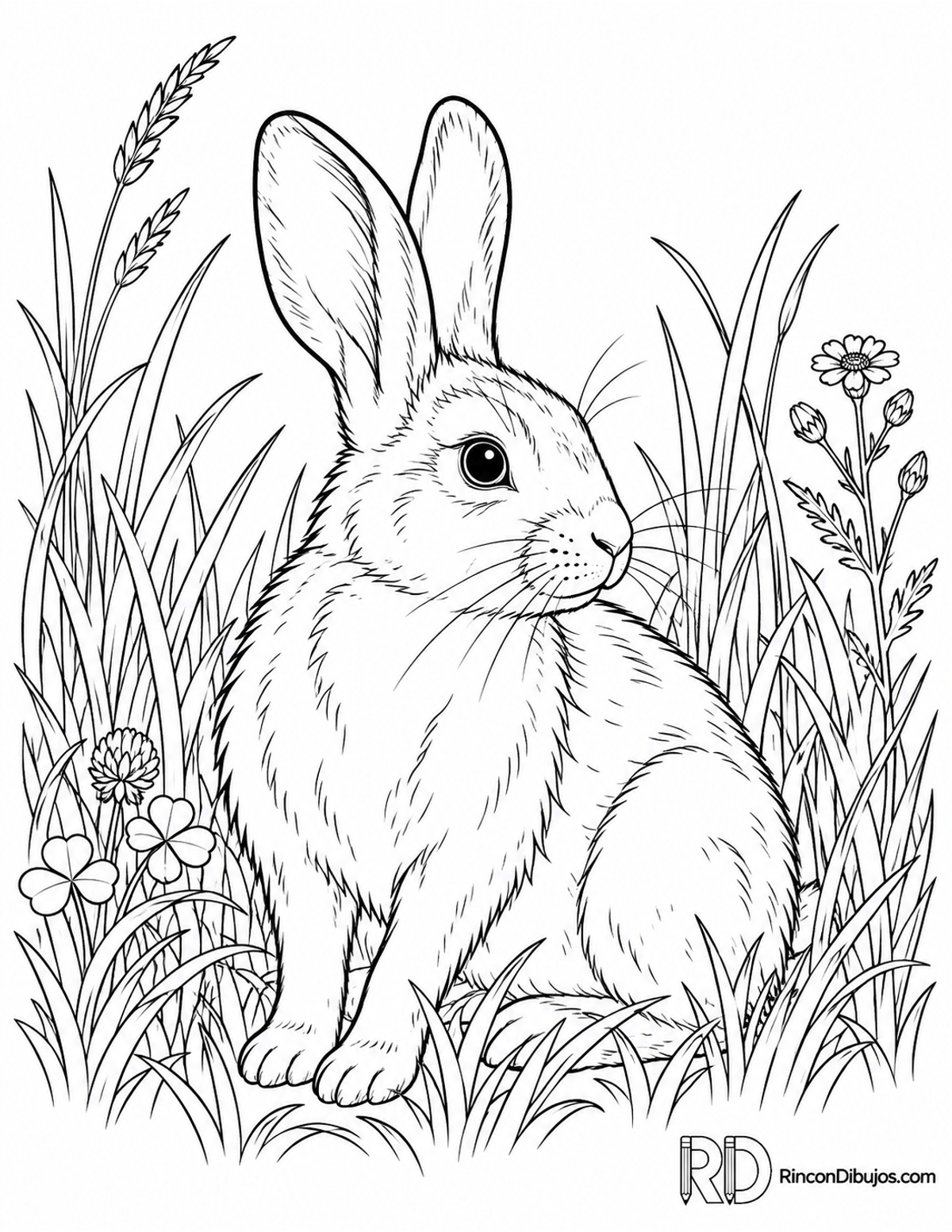 Dibujo de conejo europeo para colorear Dibujo de conejo europeo para colorear