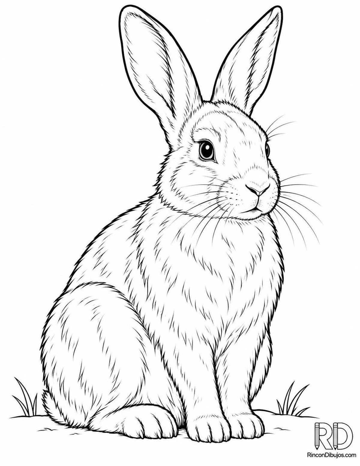 Dibujo de conejo sentado para colorear Dibujo de conejo sentado para colorear