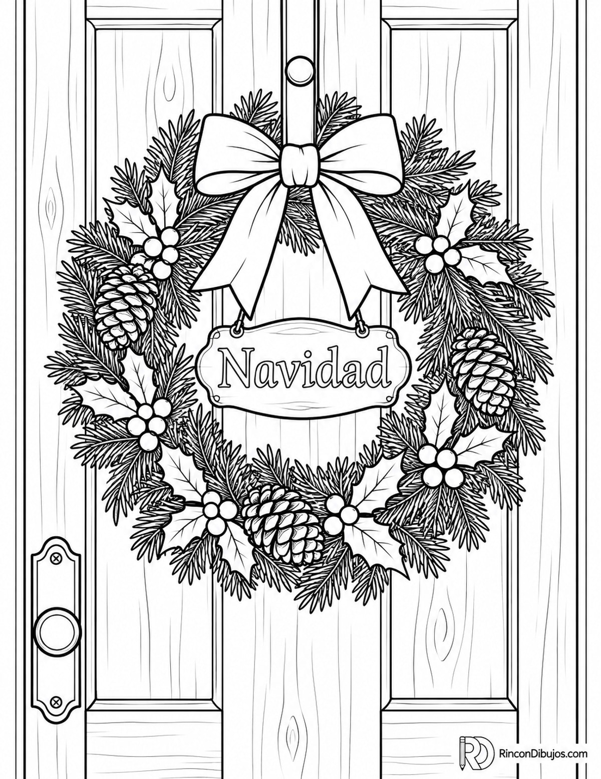 Dibujo de corona de Navidad para colorear Dibujo de corona de Navidad para colorear