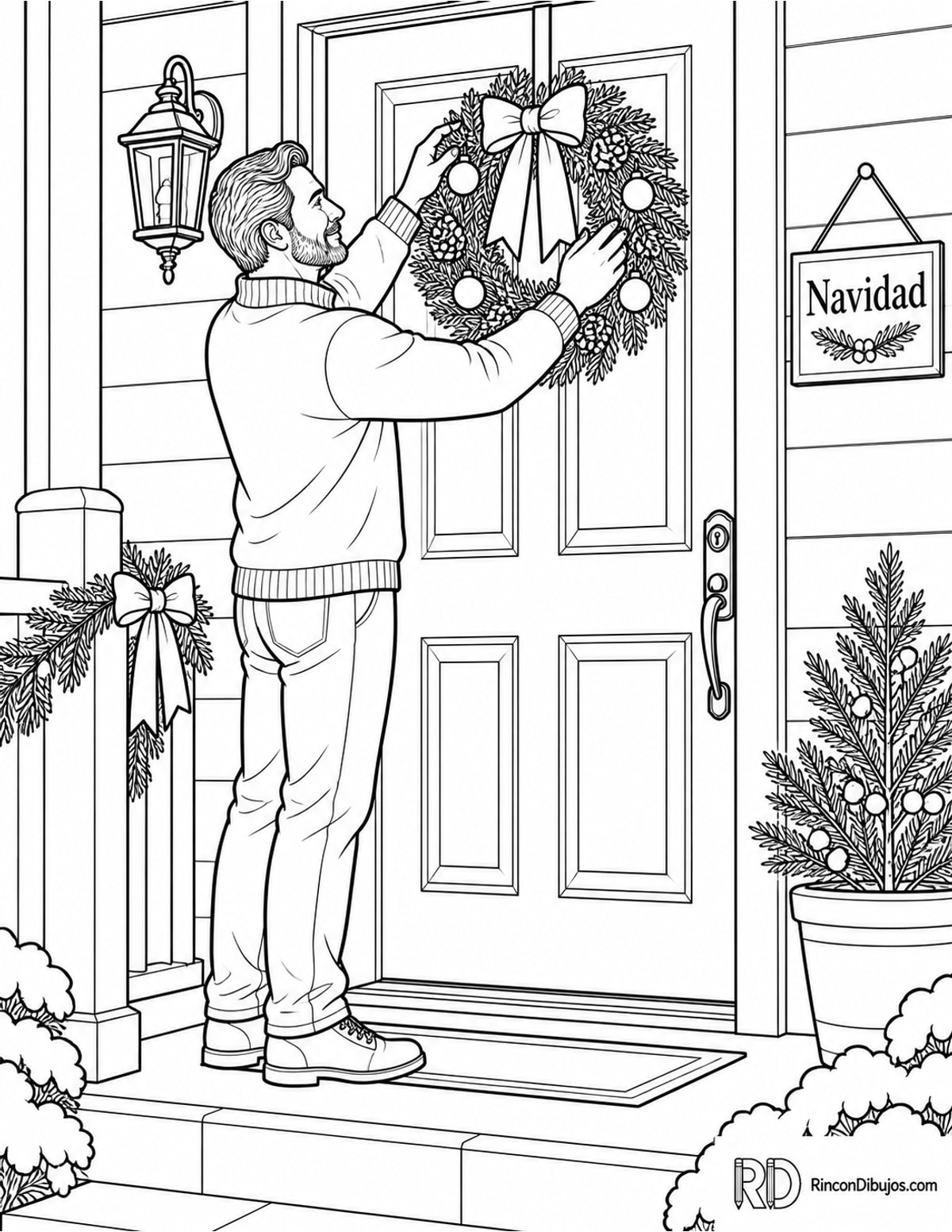 Dibujo de corona Navidad para colorear