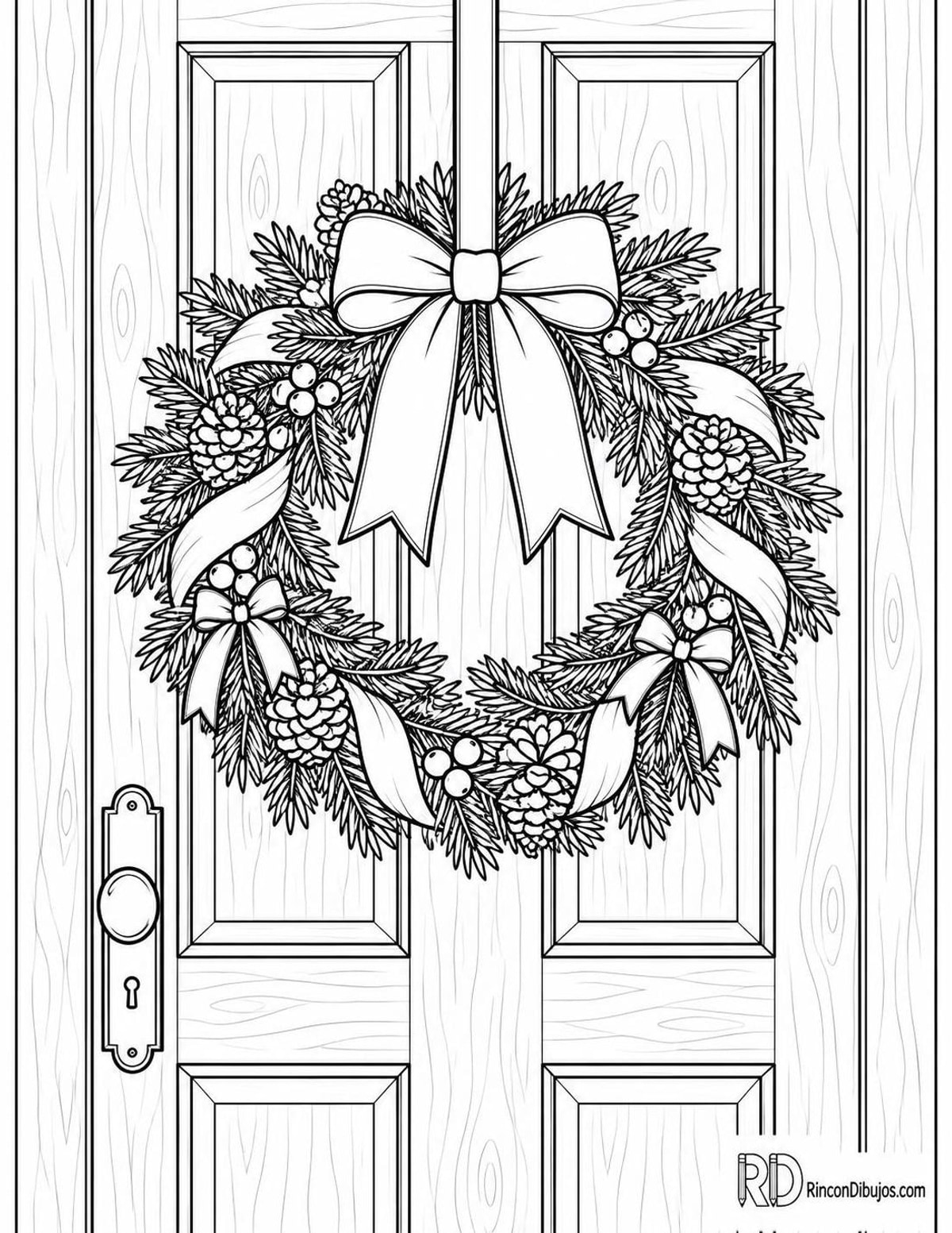 Dibujo de corona navideña para colorear Dibujo de corona navideña para colorear
