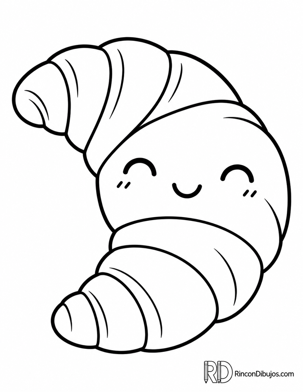 Dibujo de croissant kawaii para colorear