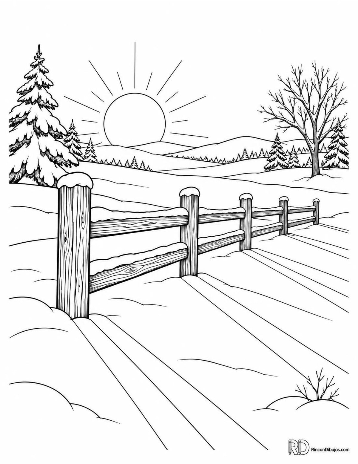 Dibujo de del Sol con nieve para colorear Dibujo de del Sol con nieve para colorear