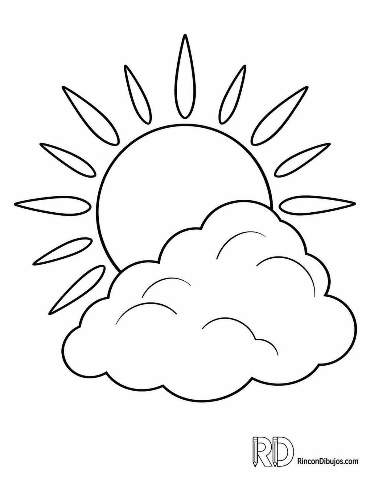 Dibujo de del Sol con nube para colorear Dibujo de del Sol con nube para colorear