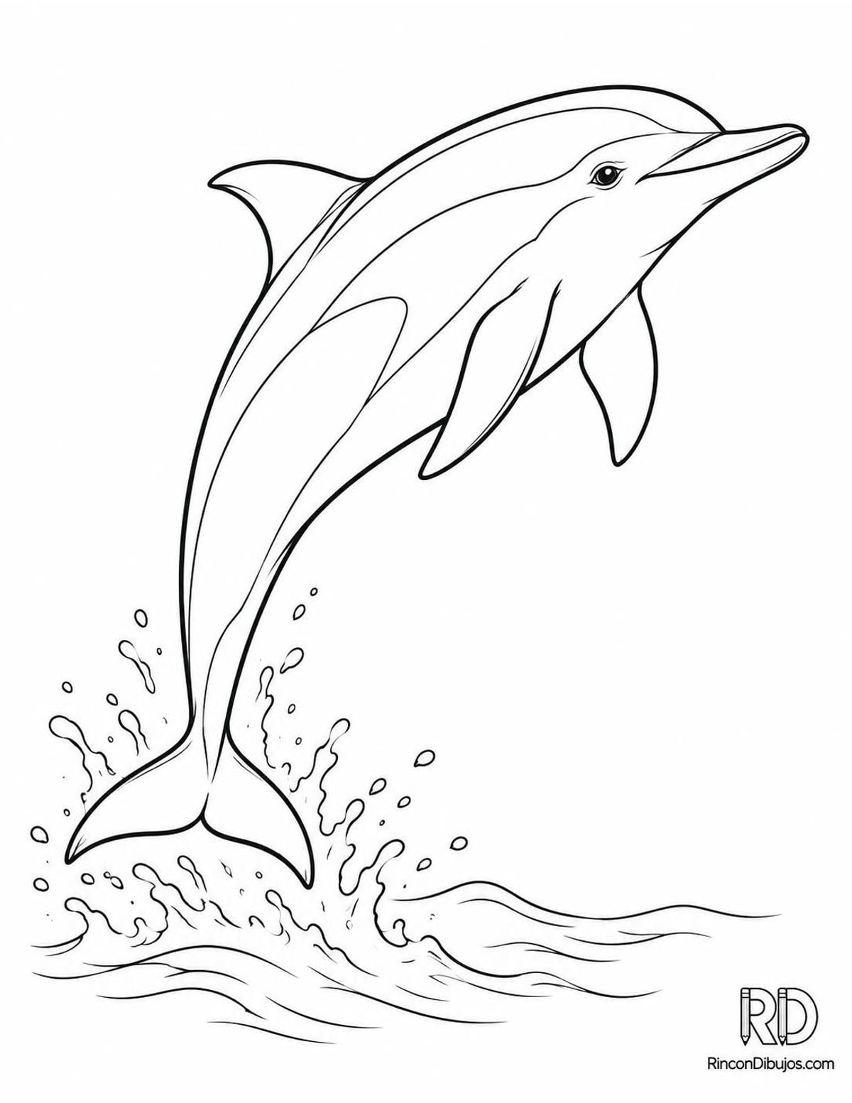 Dibujo de delfín común saltando para colorear Dibujo de delfín común saltando para colorear