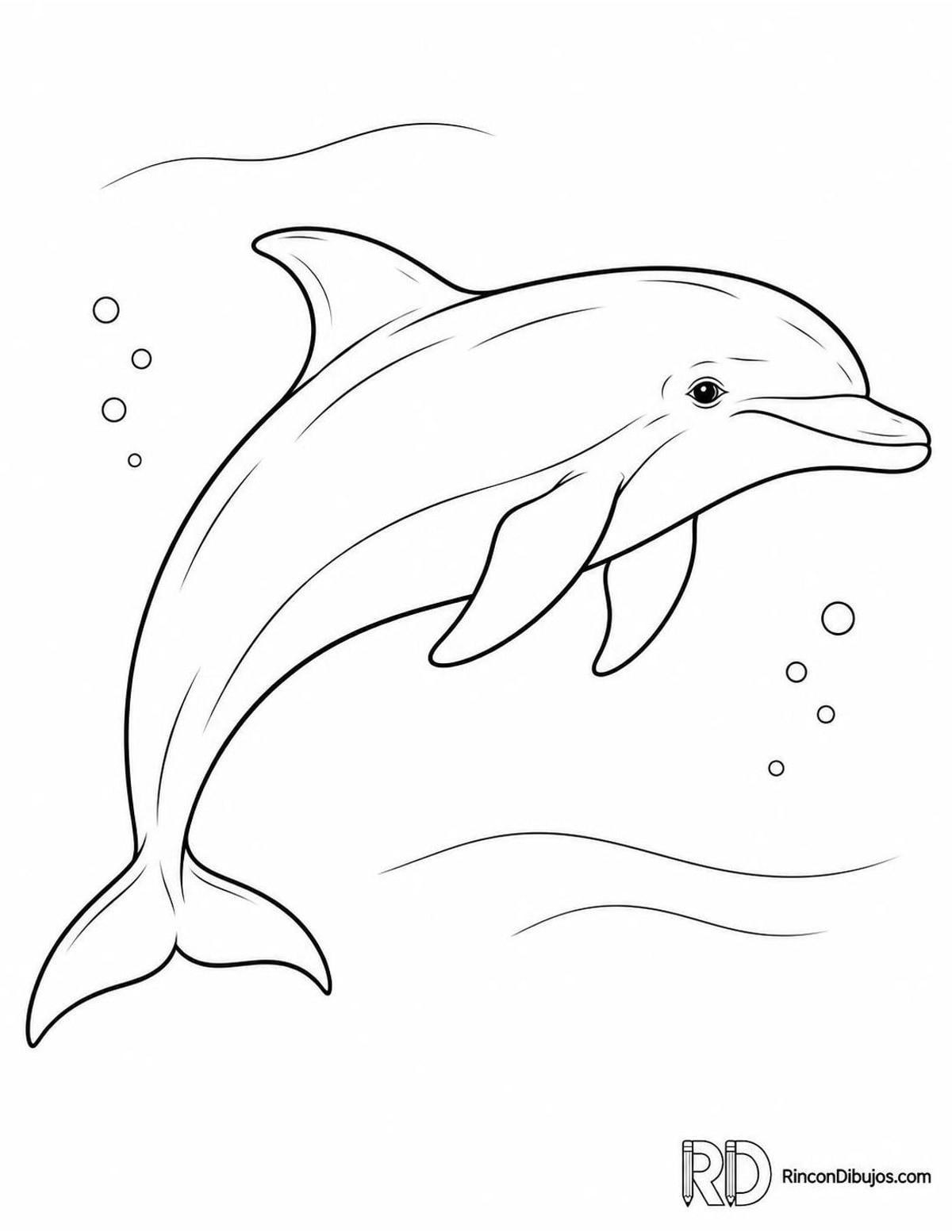 Dibujo de delfín de costado para colorear Dibujo de delfín de costado para colorear