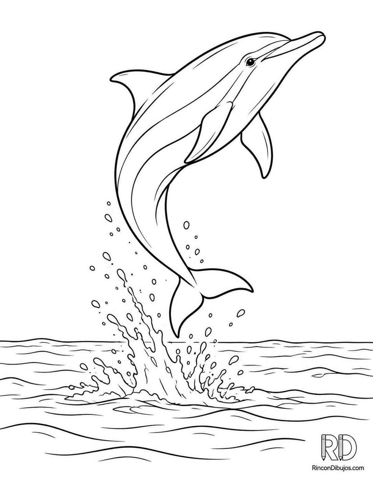 Dibujo de delfín girador saltando para colorear Dibujo de delfín girador saltando para colorear