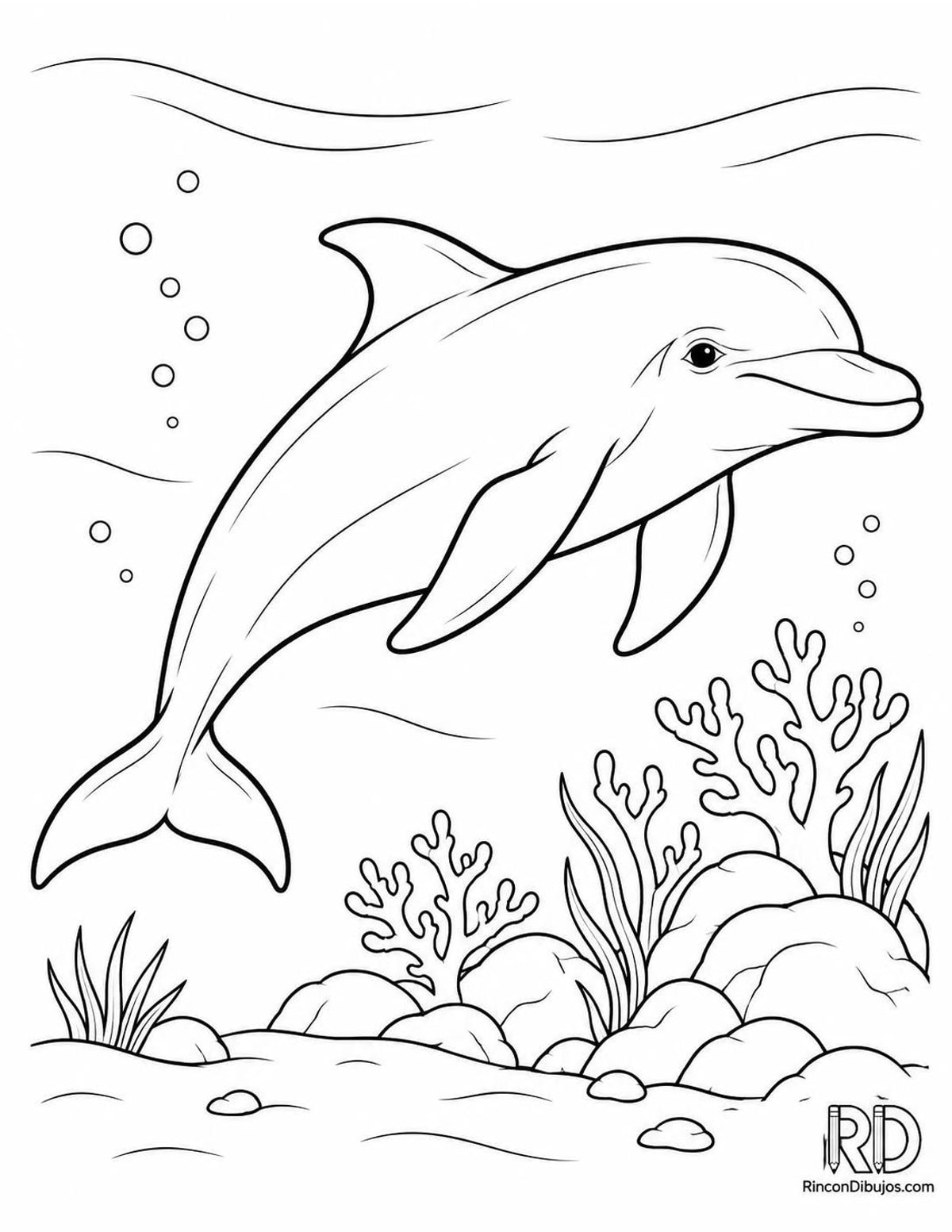 Dibujo de delfín mular arrecife para colorear Dibujo de delfín mular arrecife para colorear