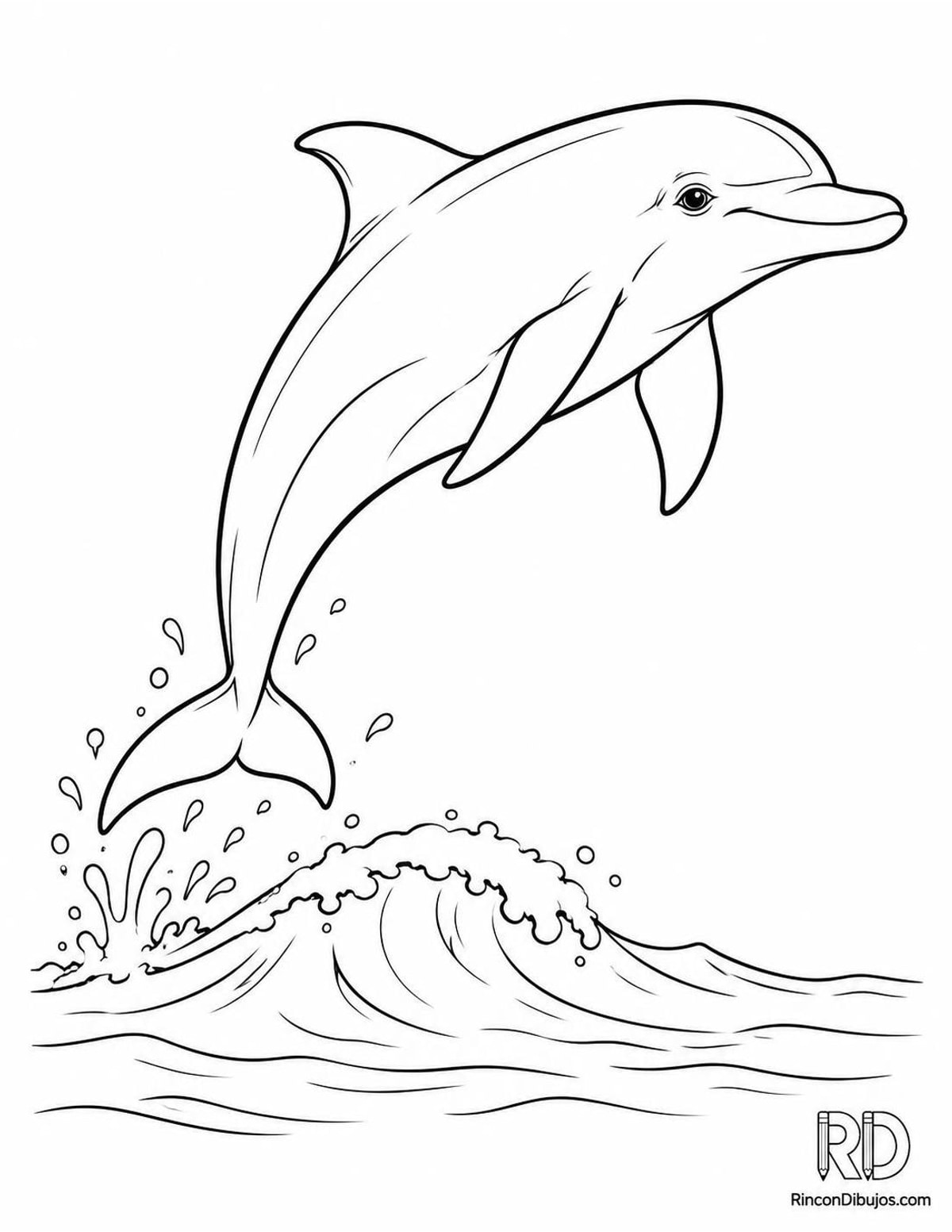 Dibujo de delfín saltando para colorear Dibujo de delfín saltando para colorear