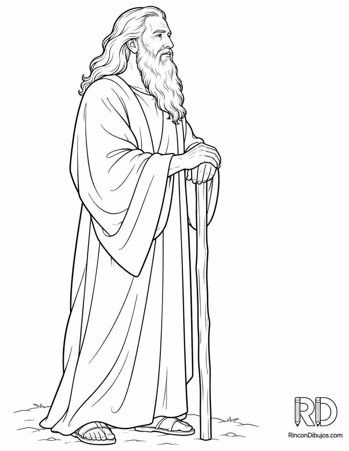 Dibujo de Dios con bastón para colorear