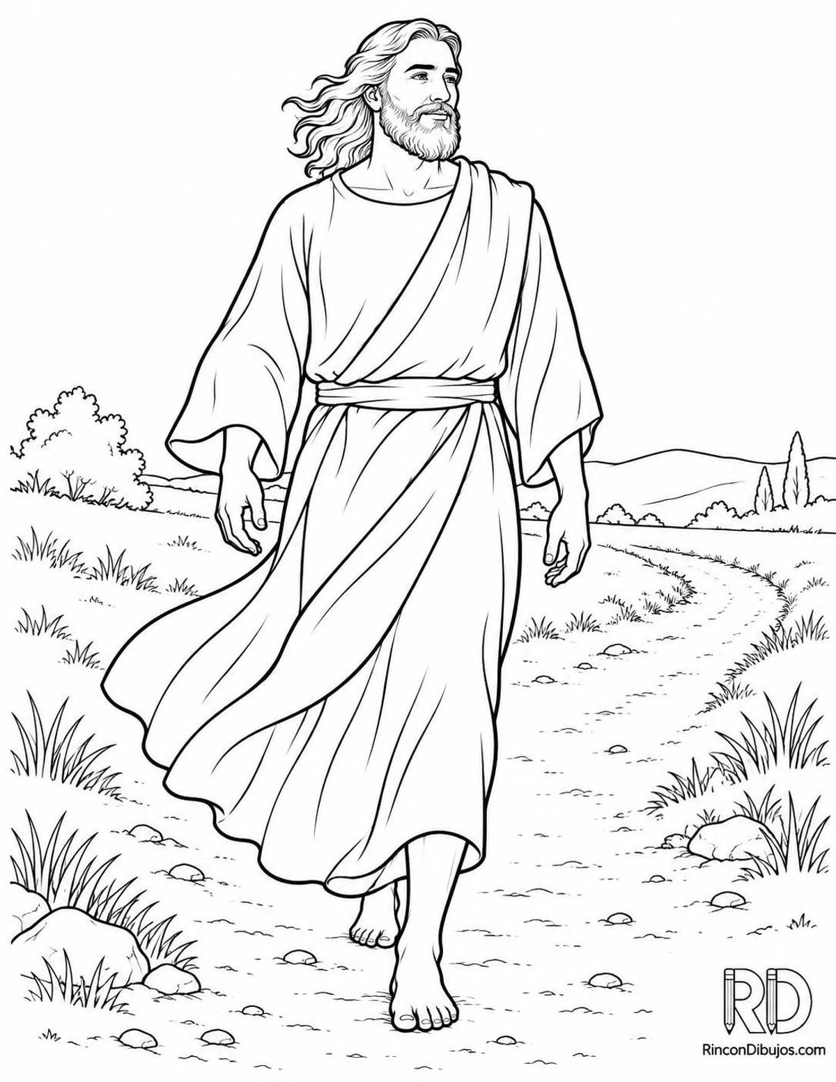 Dibujo de Dios descalzo para colorear