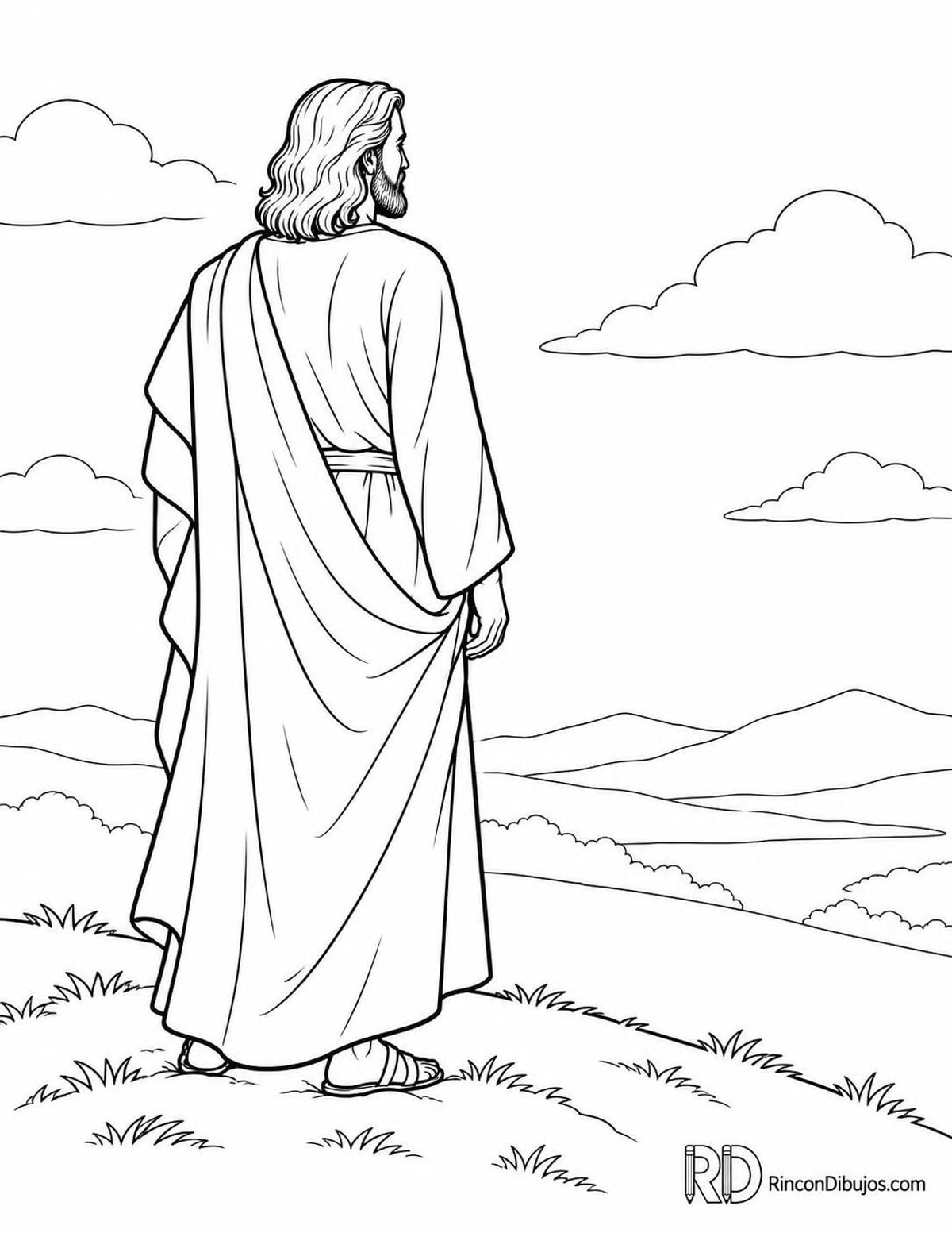 Dibujo de Dios en colina para colorear
