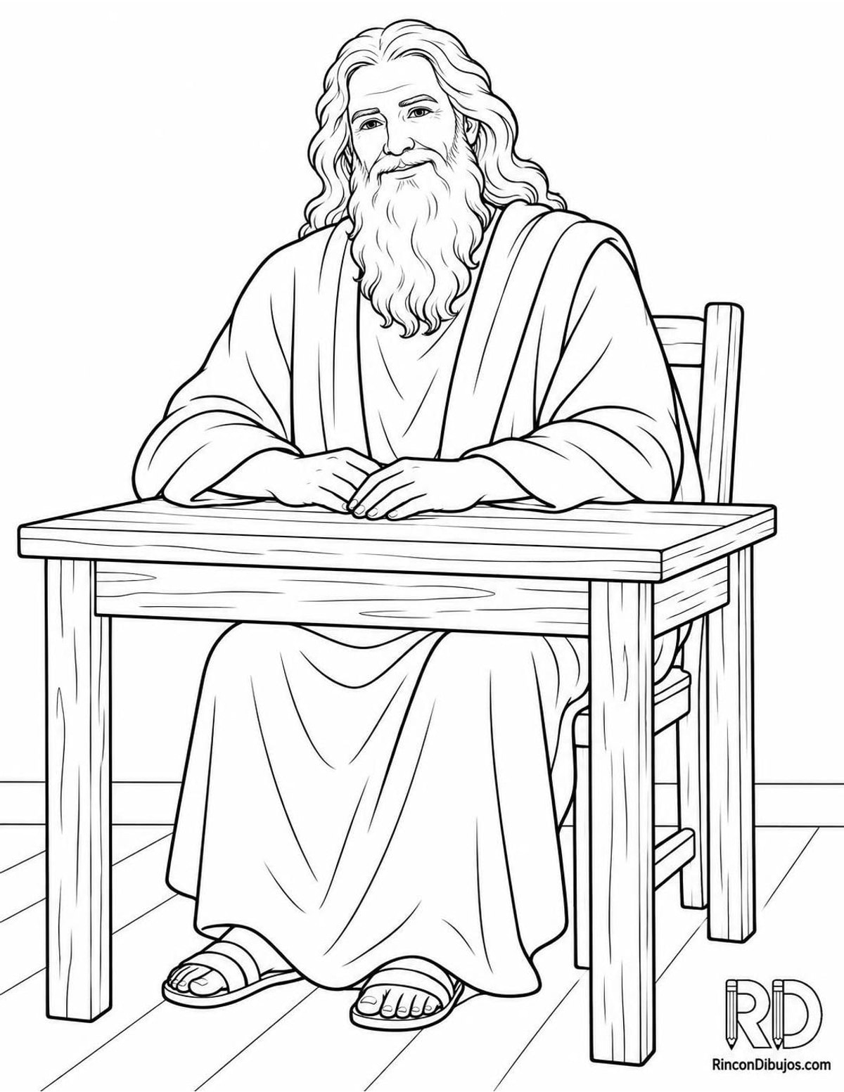 Dibujo de Dios en mesa para colorear