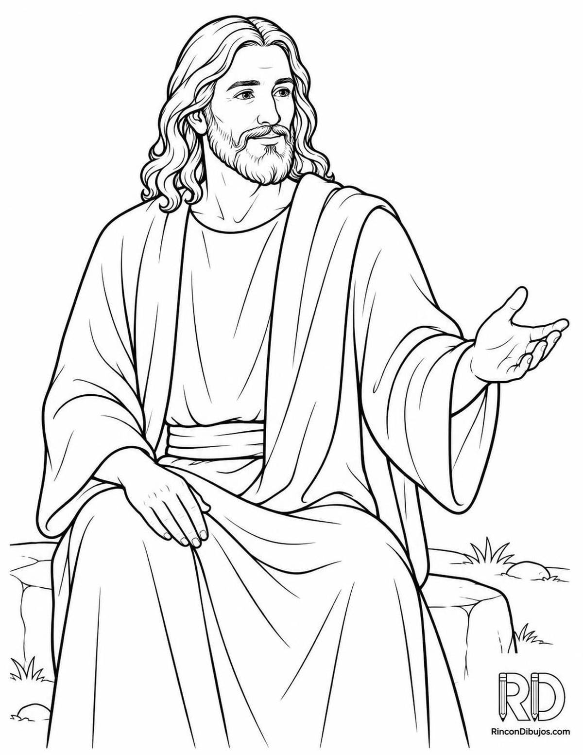 Dibujo de Dios enseñando para colorear