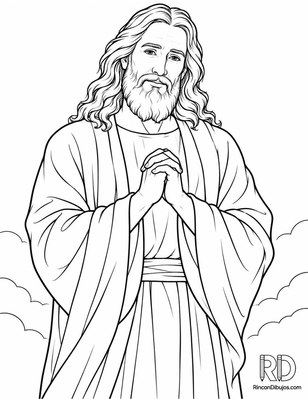 Dibujo de Dios orando para colorear