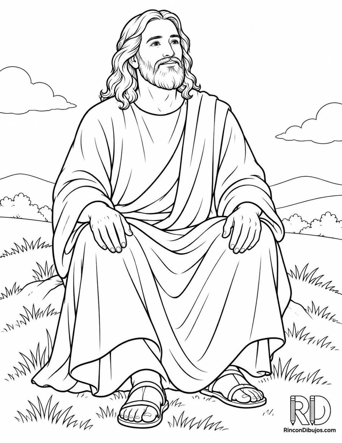 Dibujo de Dios sentado para colorear