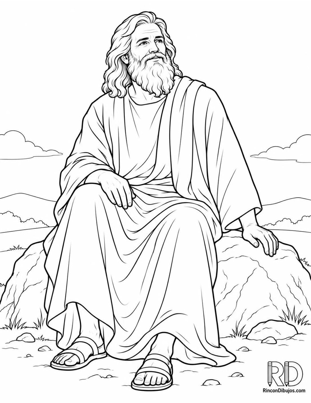 Dibujo de Dios sentado para colorear