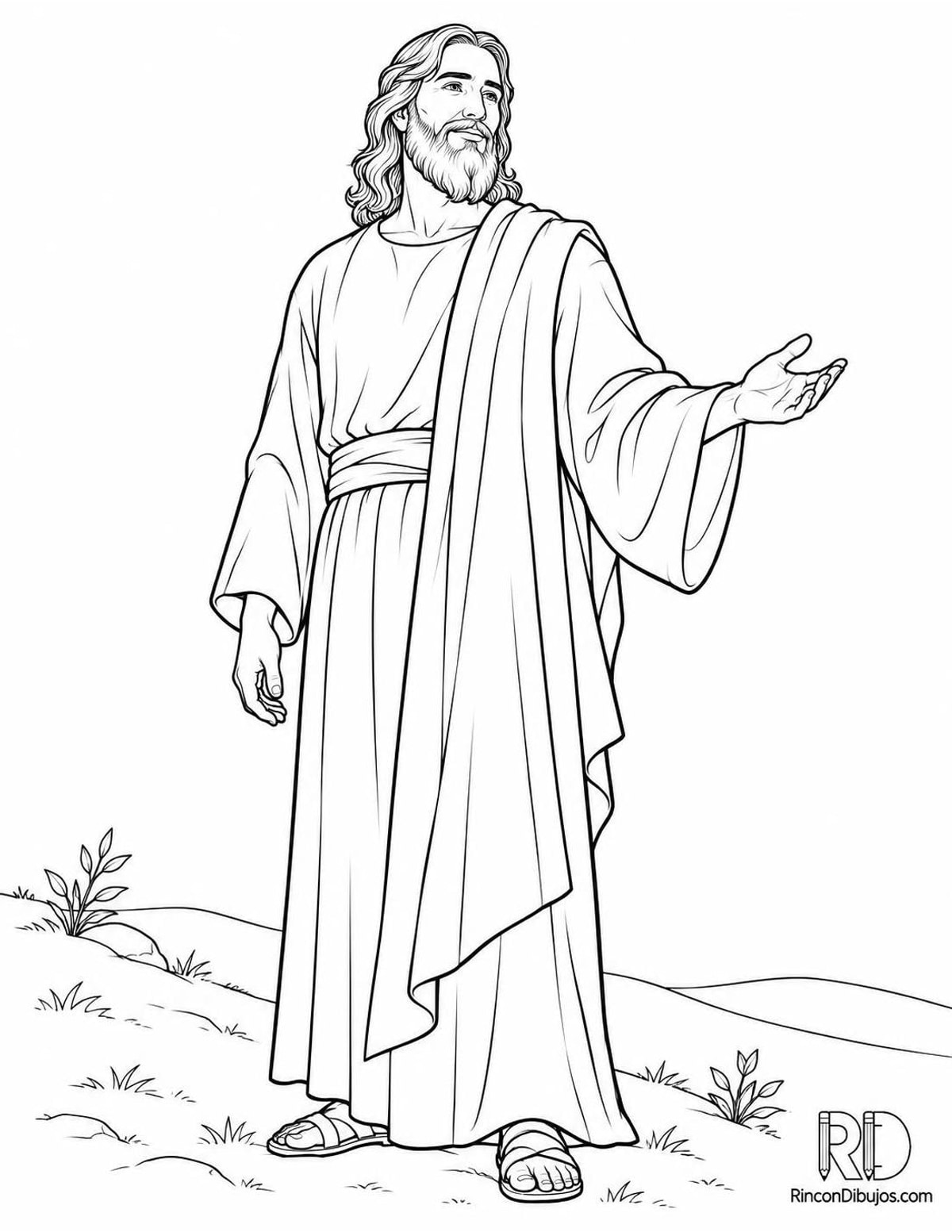 Dibujo de Dios sobre ladera para colorear