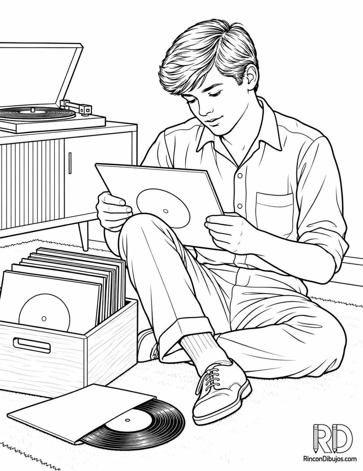 Dibujo de discos de vinilo para colorear Dibujo de discos de vinilo para colorear