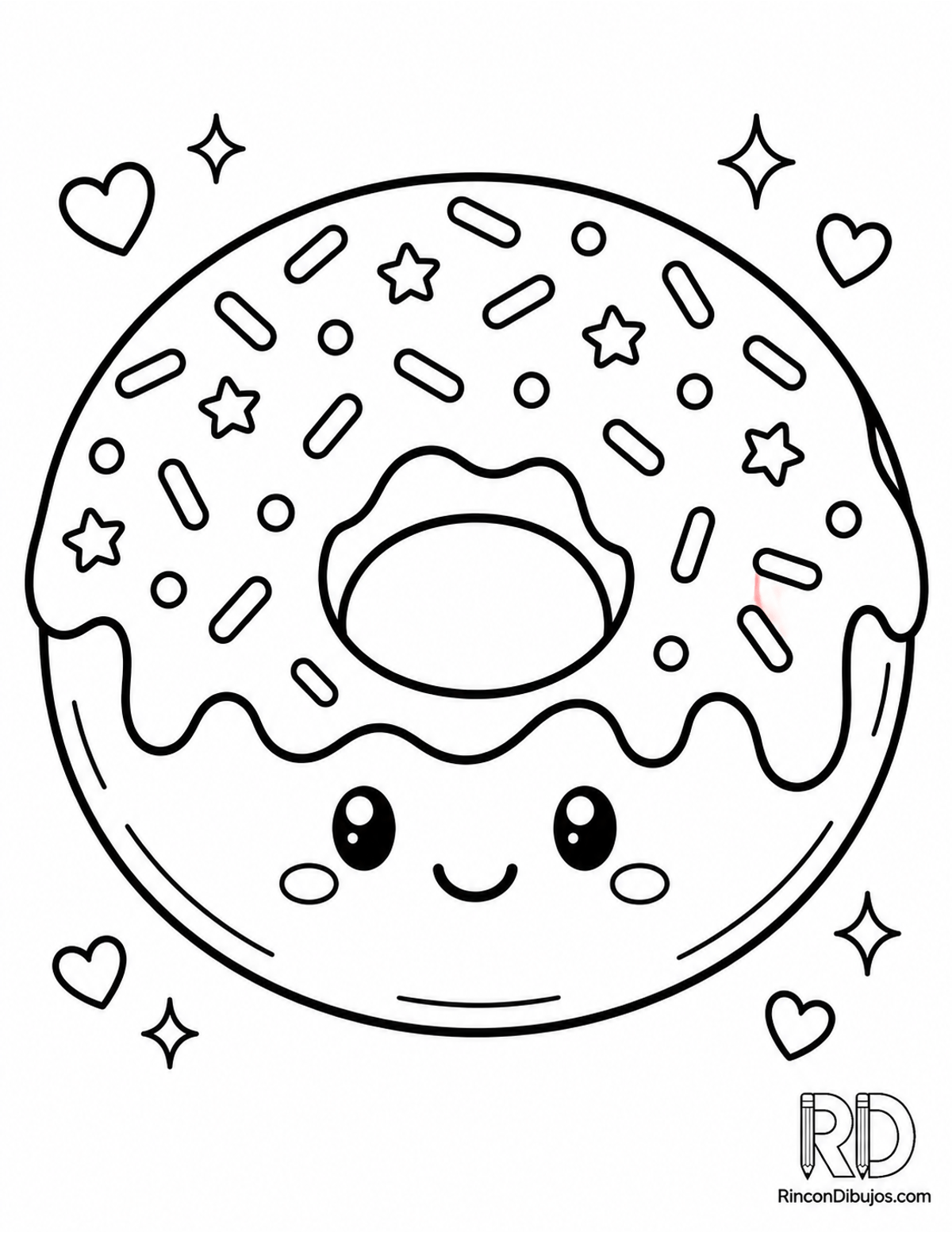 Dibujo de dona kawaii para colorear