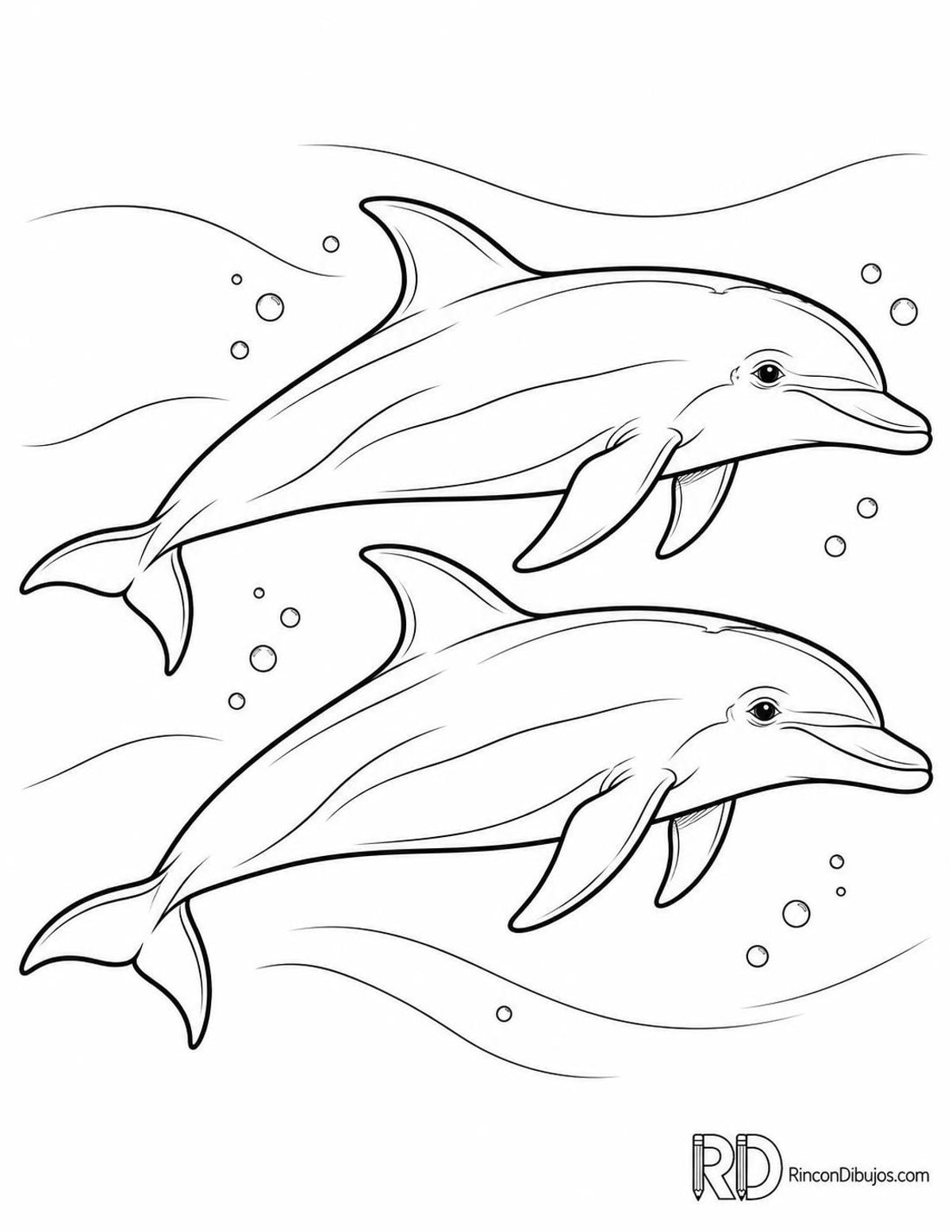 Dibujo de dos delfines para colorear Dibujo de dos delfines para colorear