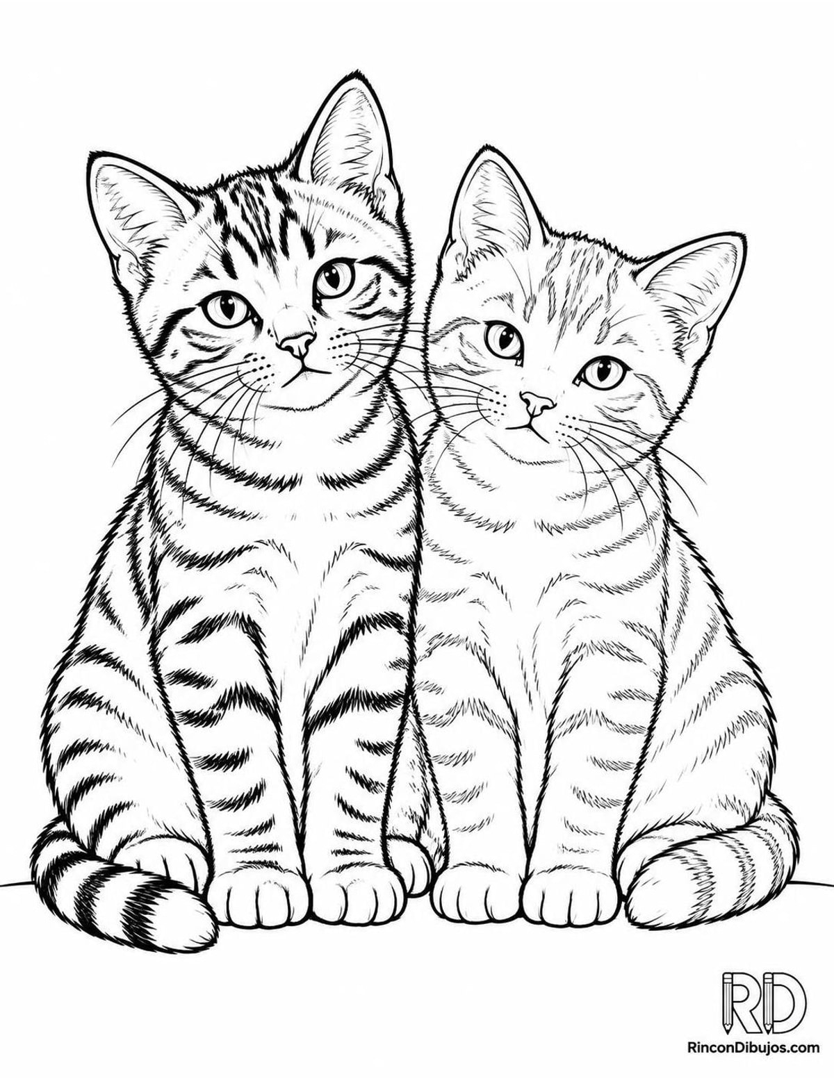 Dibujo de dos gatitos reales para colorear Dibujo de dos gatitos reales para colorear
