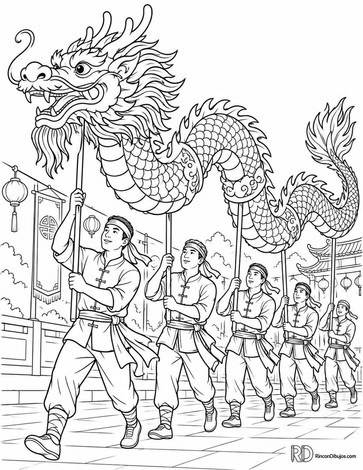 Dibujo de dragón chino para colorear Dibujo de dragón chino para colorear