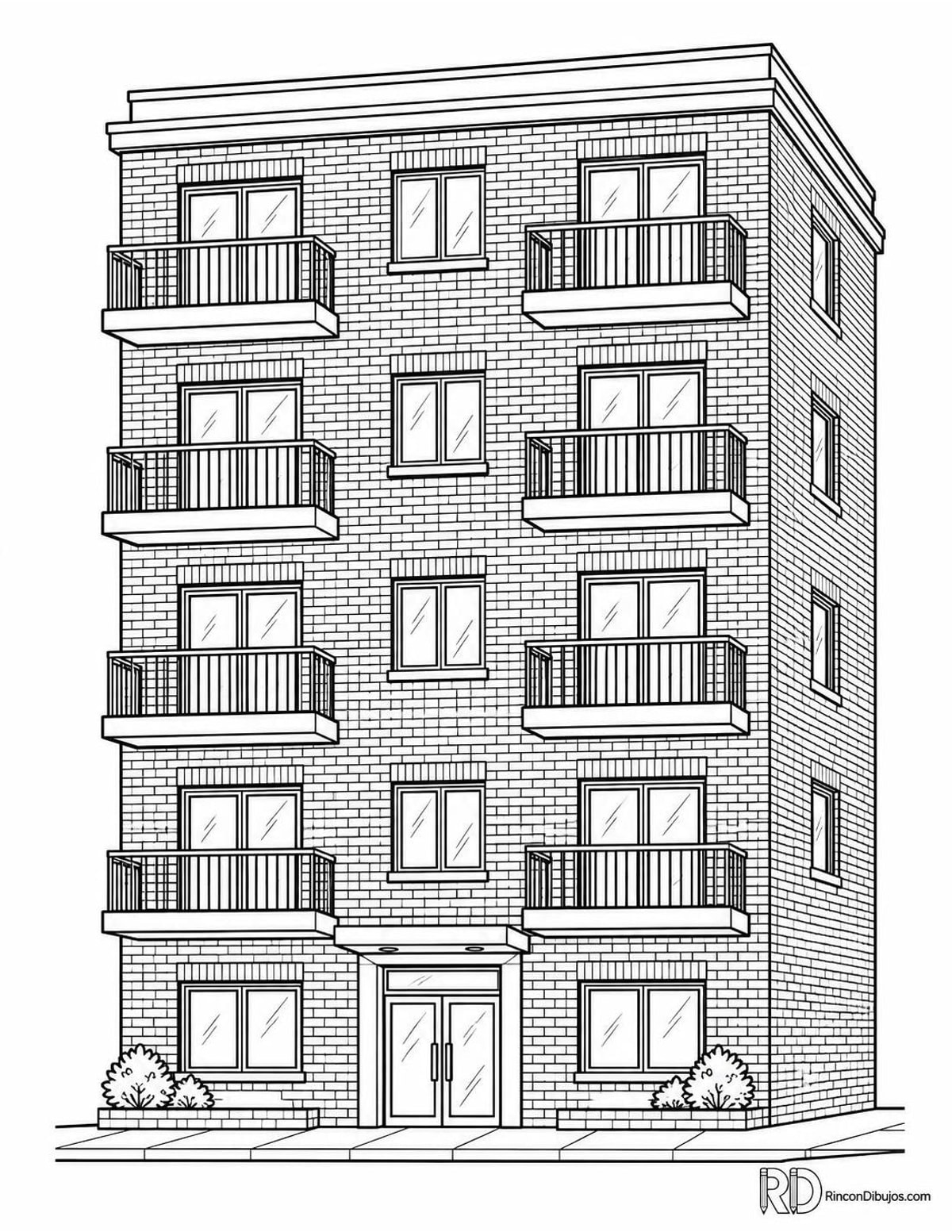 Dibujo de edificio de apartamentos para colorear
