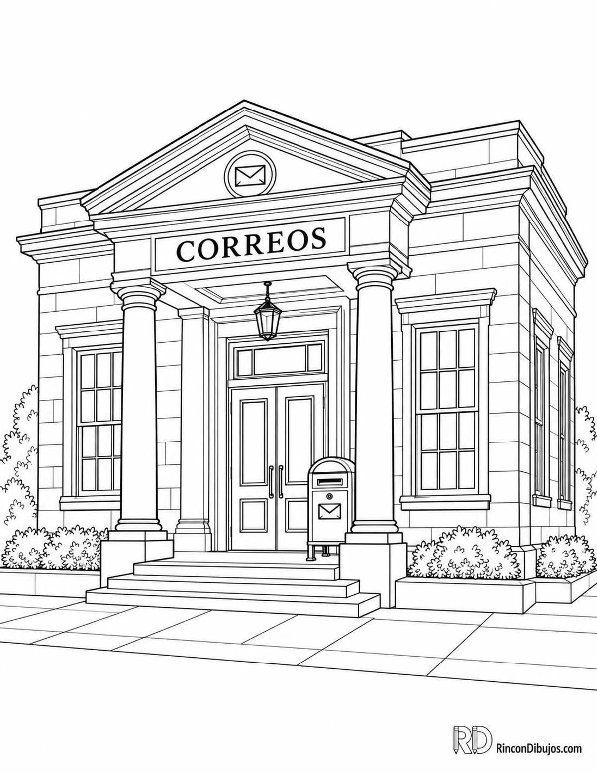 Dibujo de edificio de correos para colorear