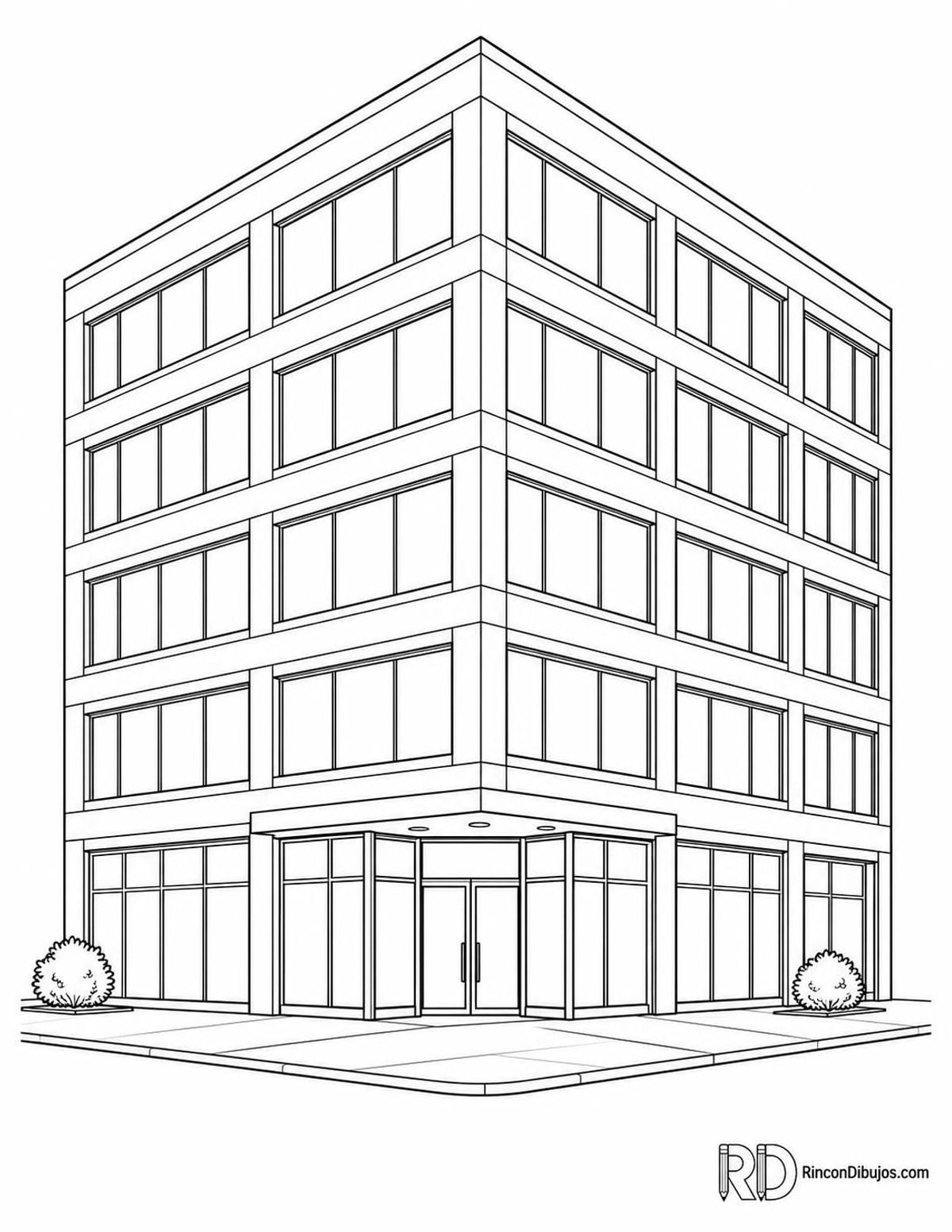 Dibujo de edificio de oficinas para colorear