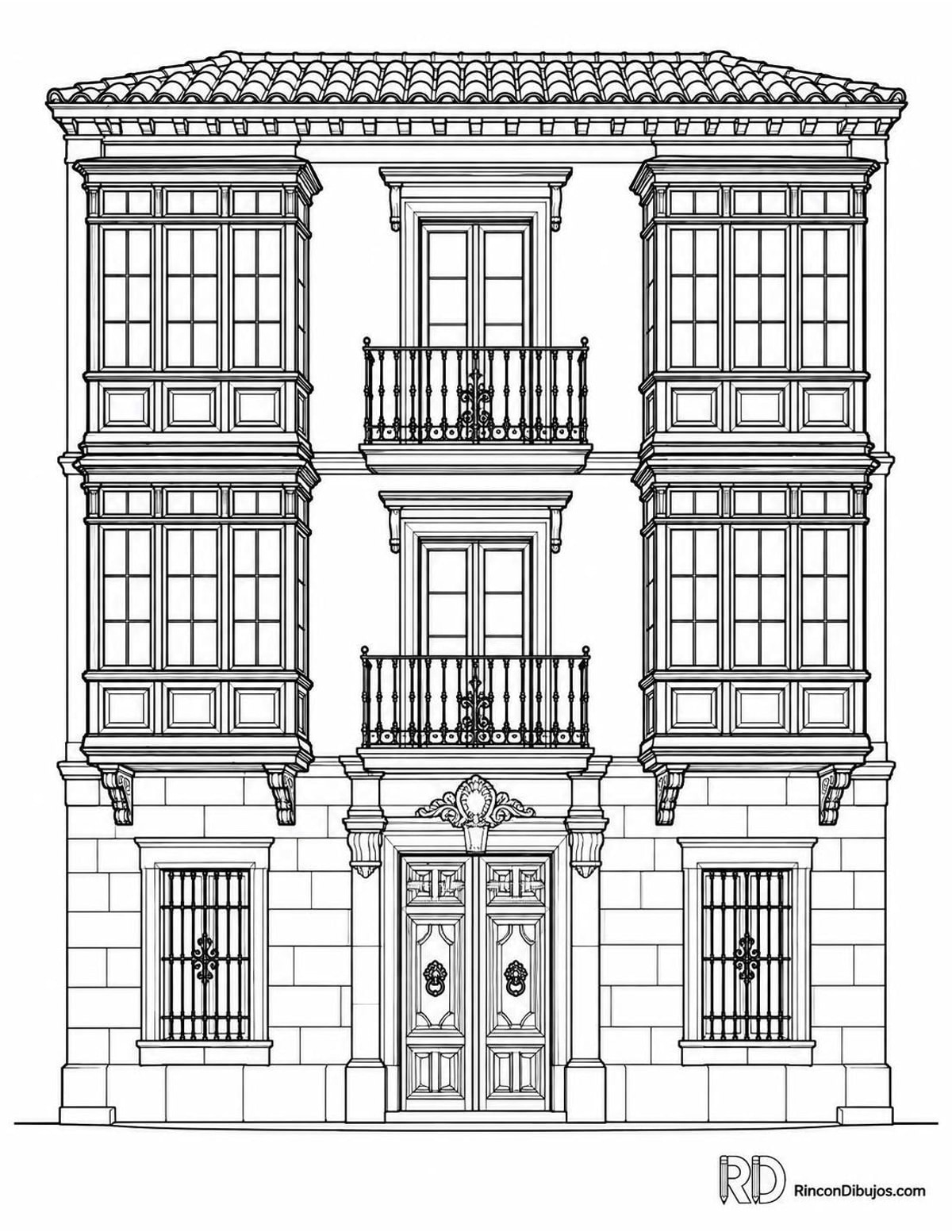 Dibujo de edificio histórico para colorear