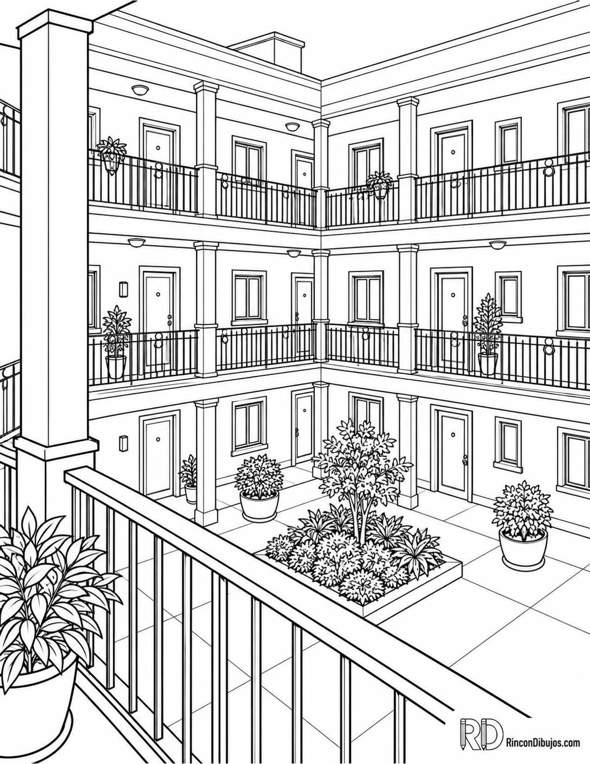 Dibujo de edificio residencial para colorear