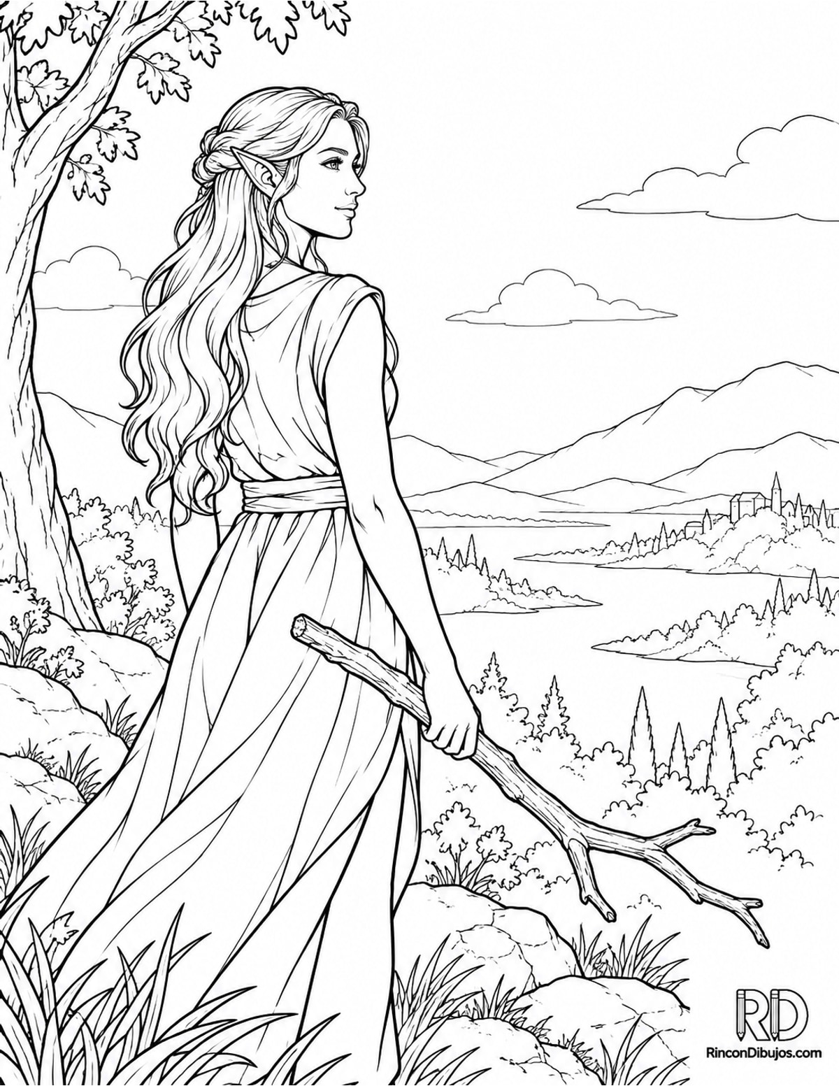 Dibujo de elfa semirrealista para colorear para colorear Dibujo de elfa semirrealista para colorear para colorear