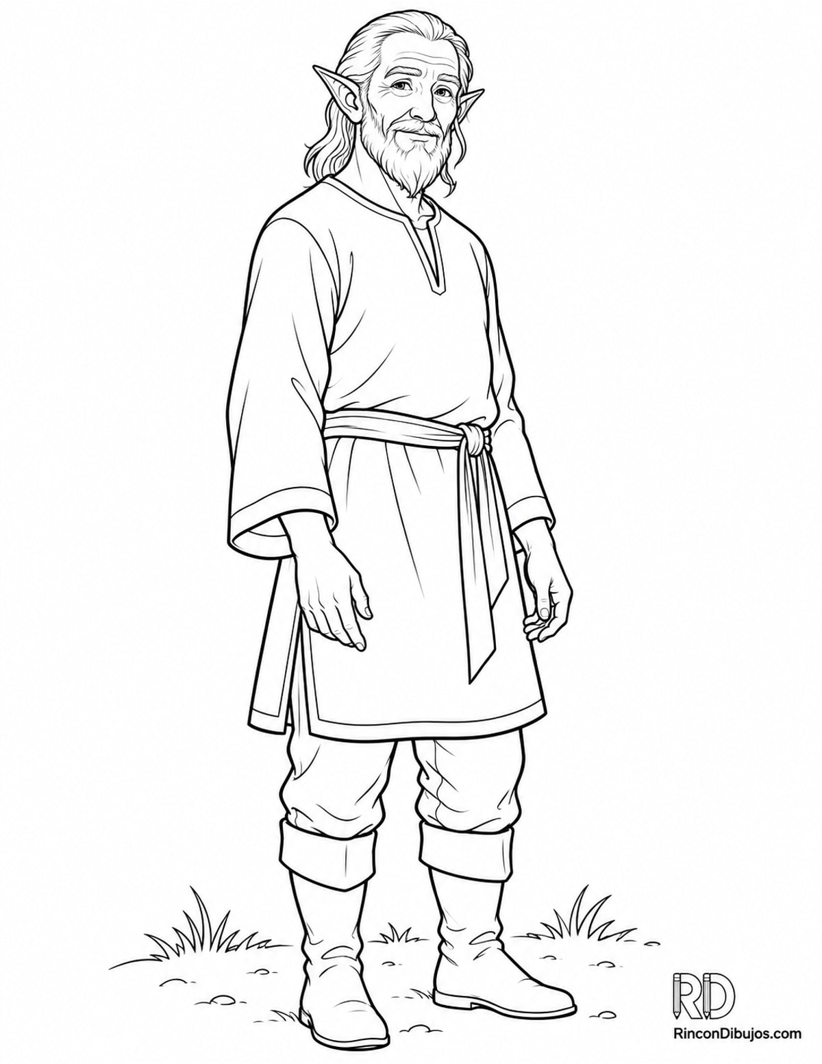 Dibujo de elfo anciano semirrealista para colorear Dibujo de elfo anciano semirrealista para colorear