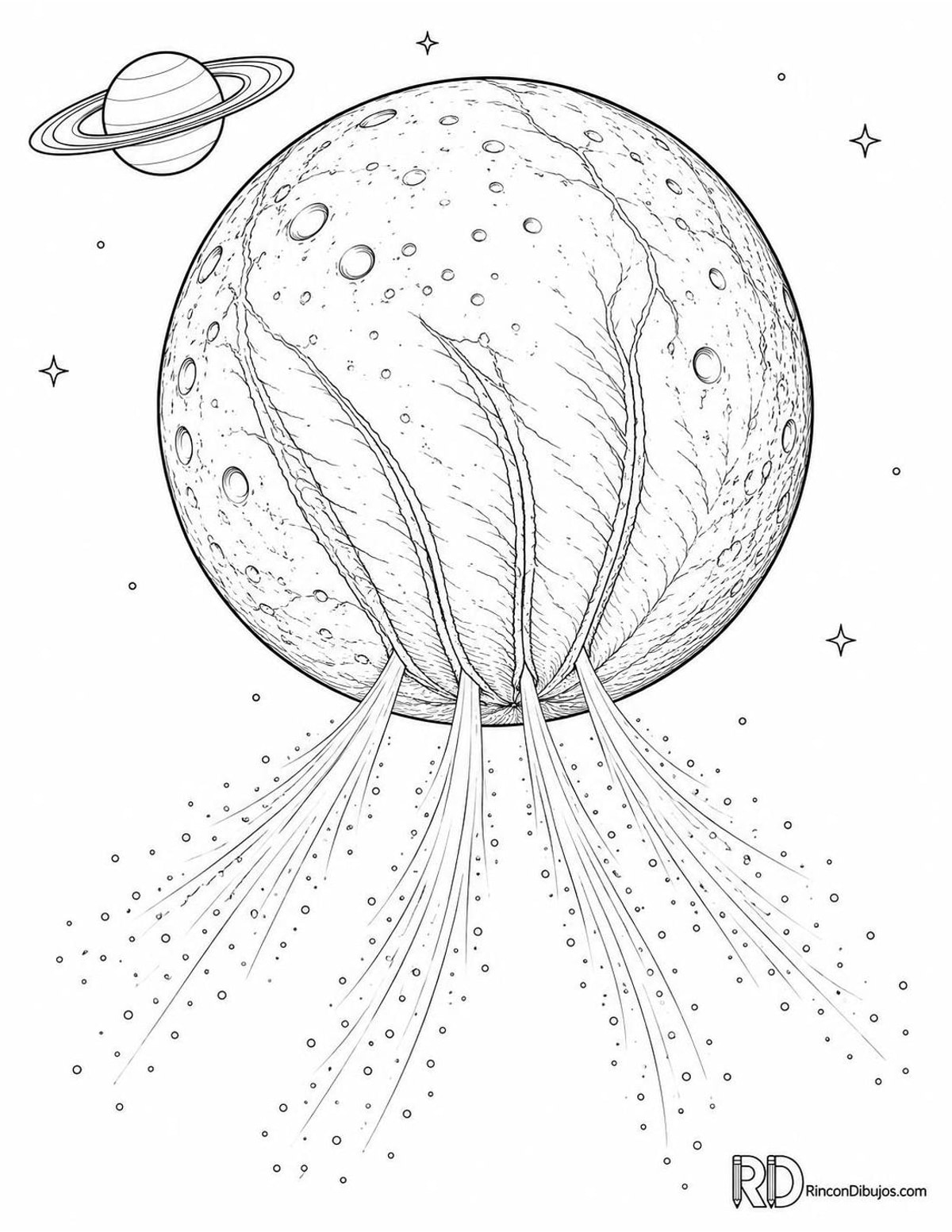Dibujo de Encélado del Sistema Solar para colorear