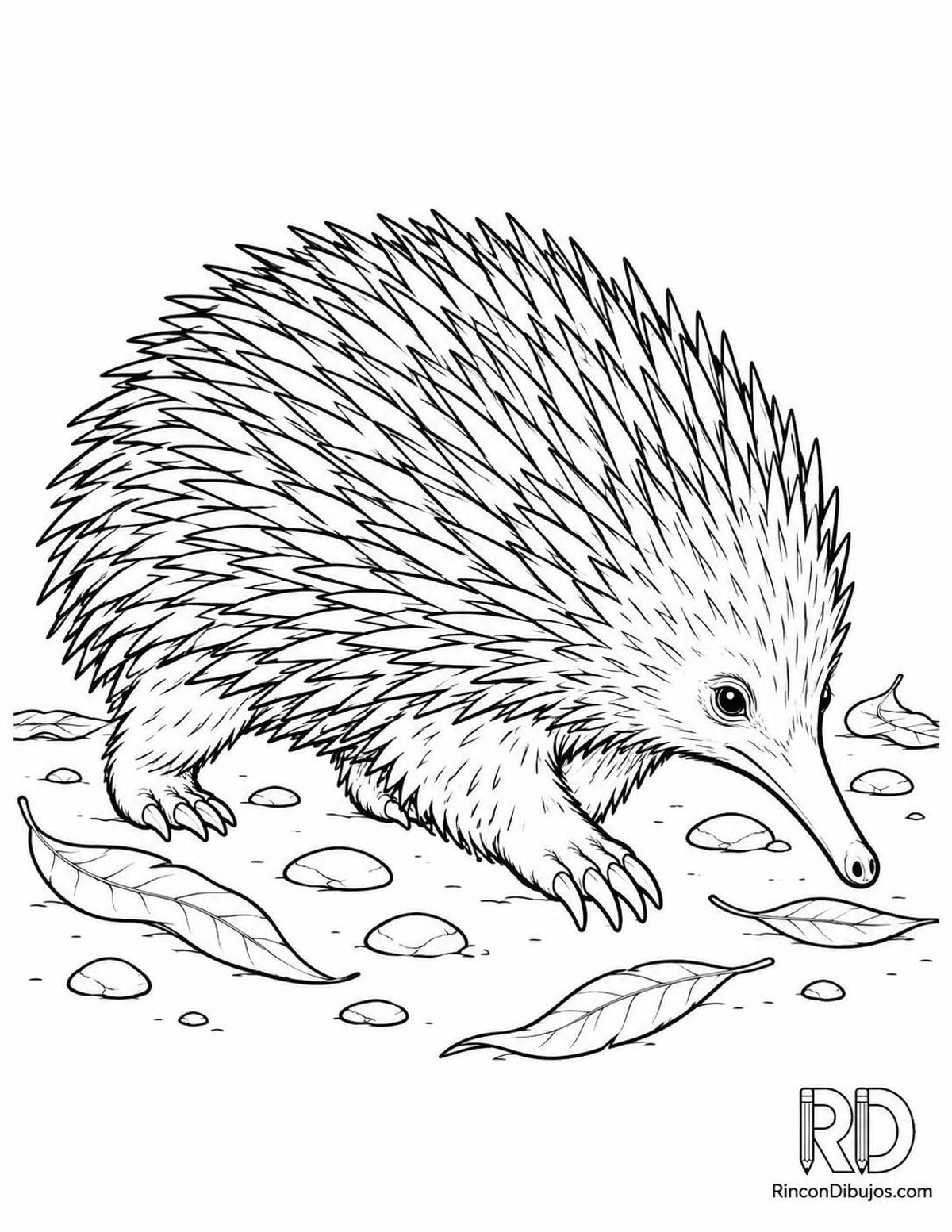 Dibujo de equidna caminando para colorear Dibujo de equidna caminando para colorear