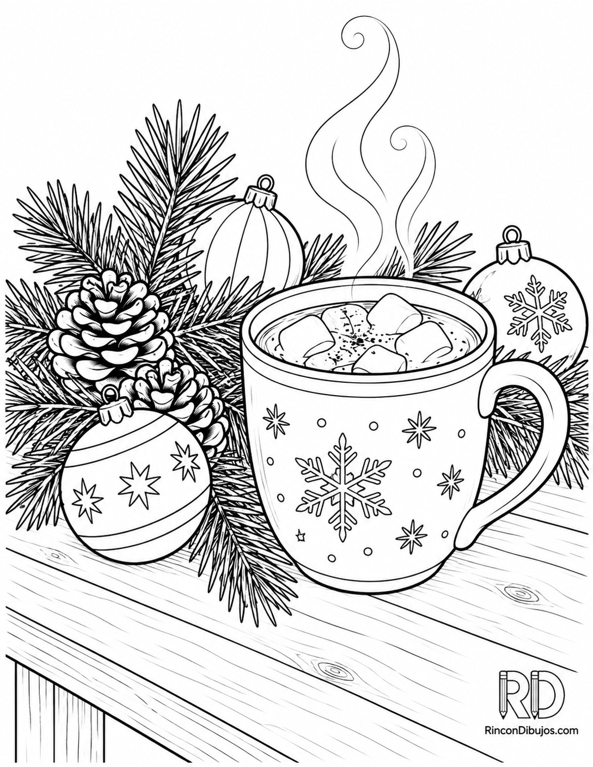 Dibujo de Escena Navideña chocolate caliente para colorear Dibujo de Escena Navideña chocolate caliente para colorear