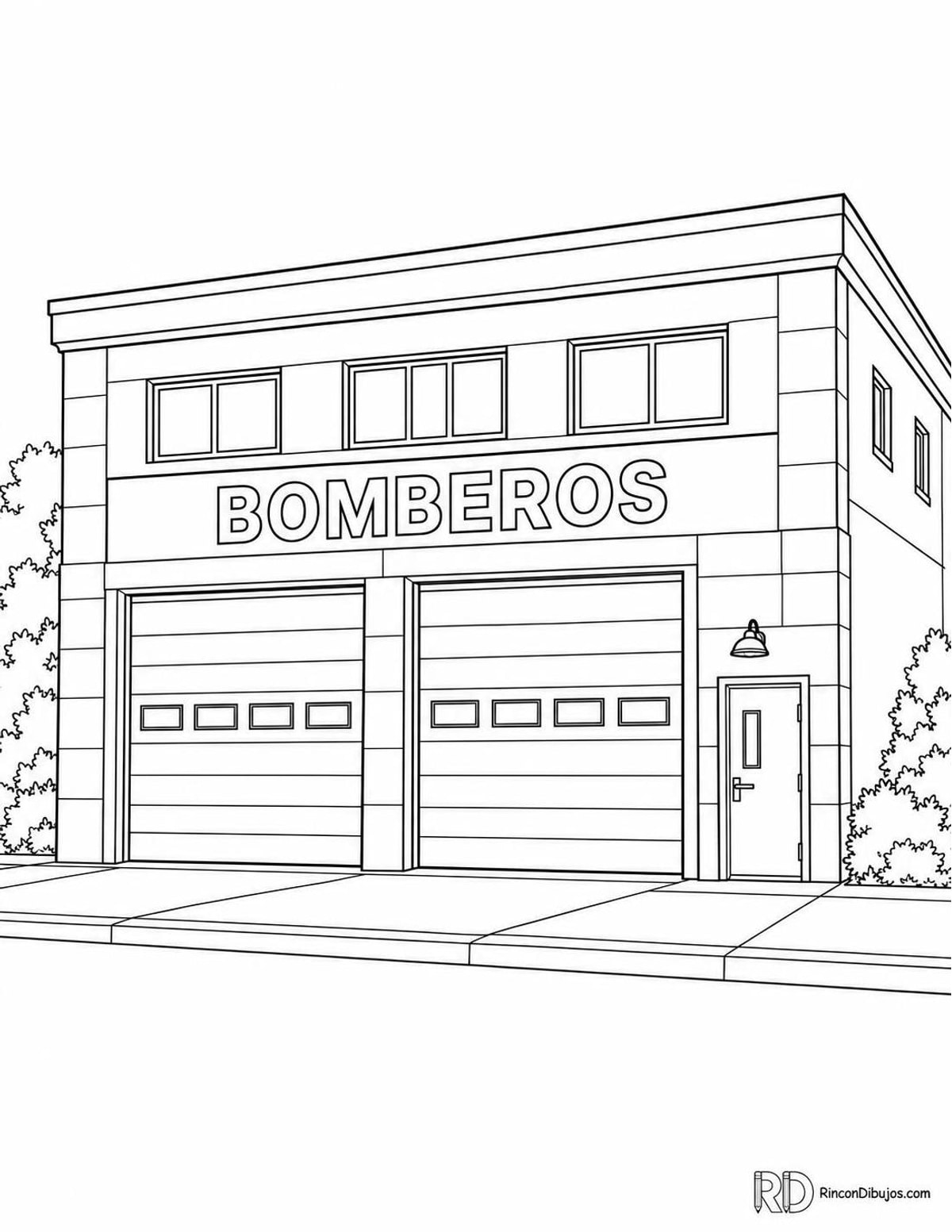Dibujo de estación de bomberos para colorear