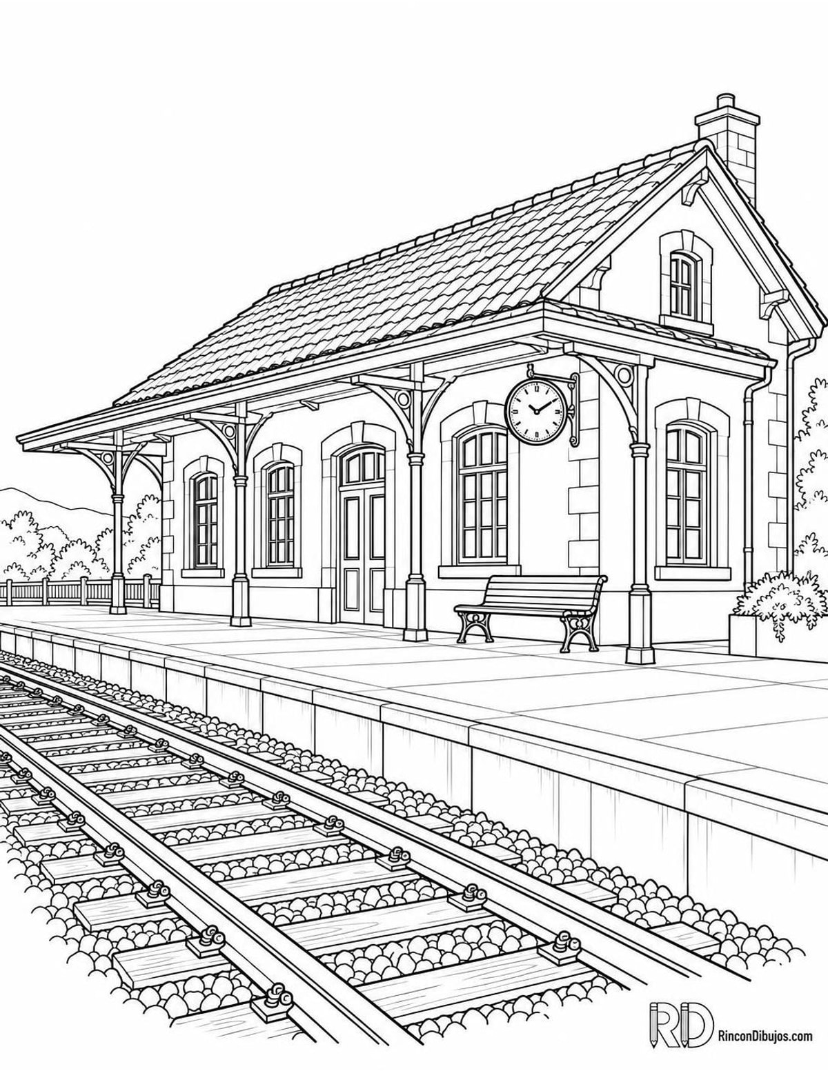 Dibujo de estación de tren para colorear