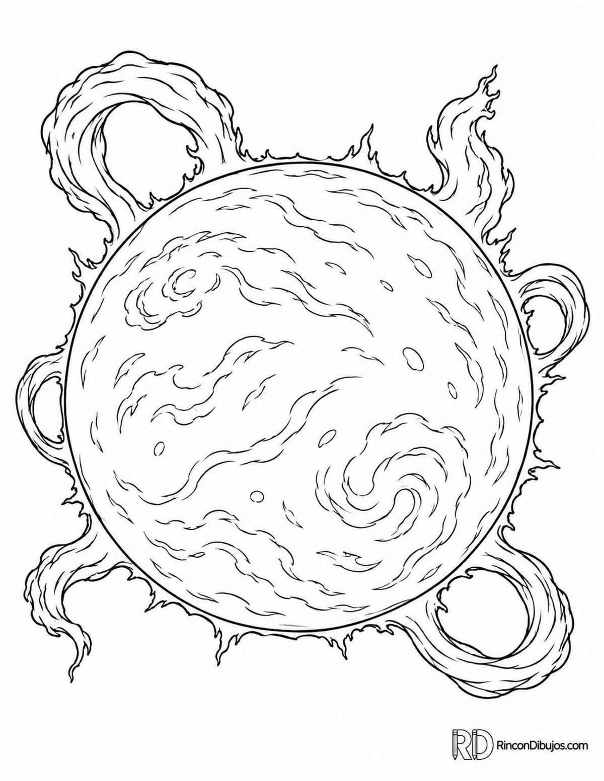 Dibujo de estrella con prominencias para colorear Dibujo de estrella con prominencias para colorear