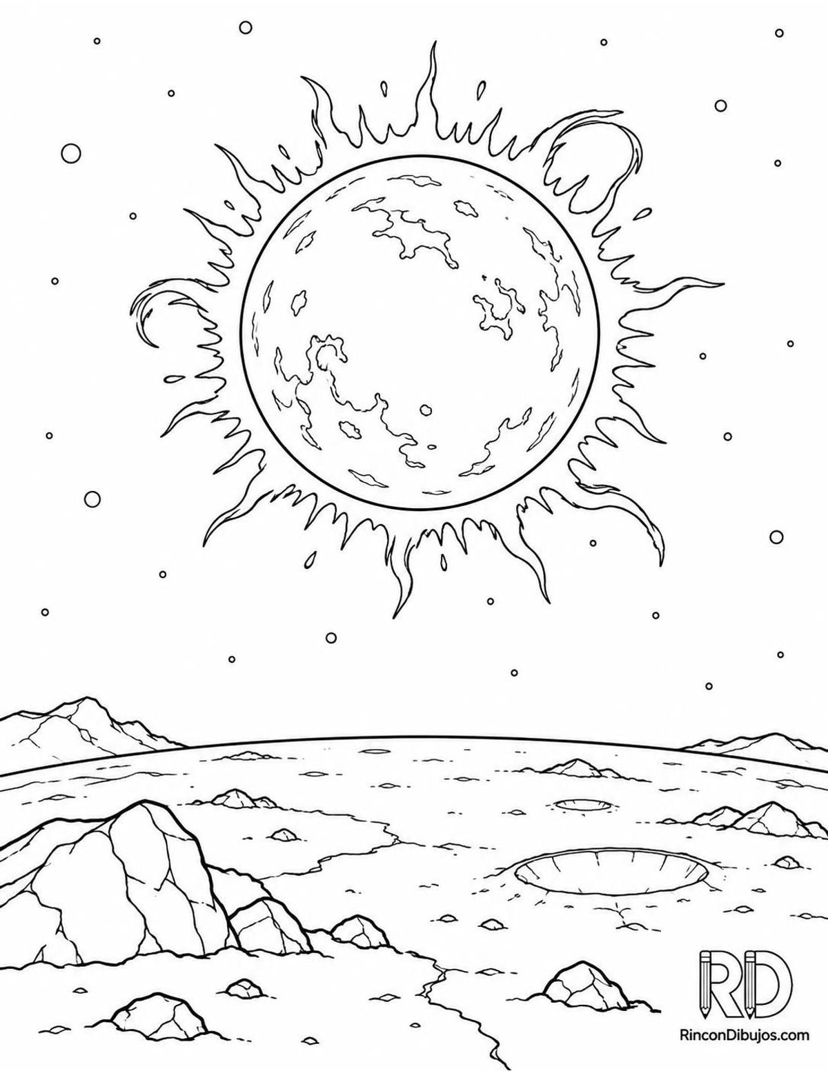 Dibujo de estrella desde planeta para colorear Dibujo de estrella desde planeta para colorear