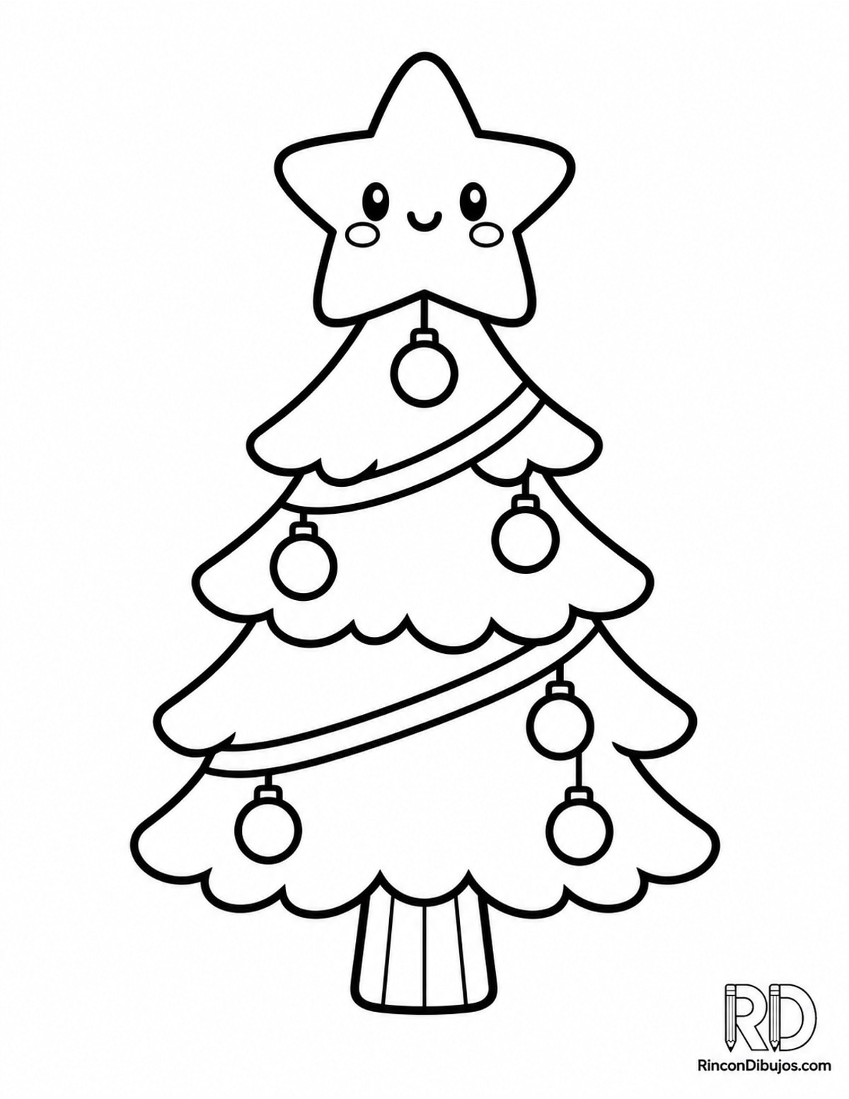 Dibujo de estrella navideña kawaii para colorear Dibujo de estrella navideña kawaii para colorear